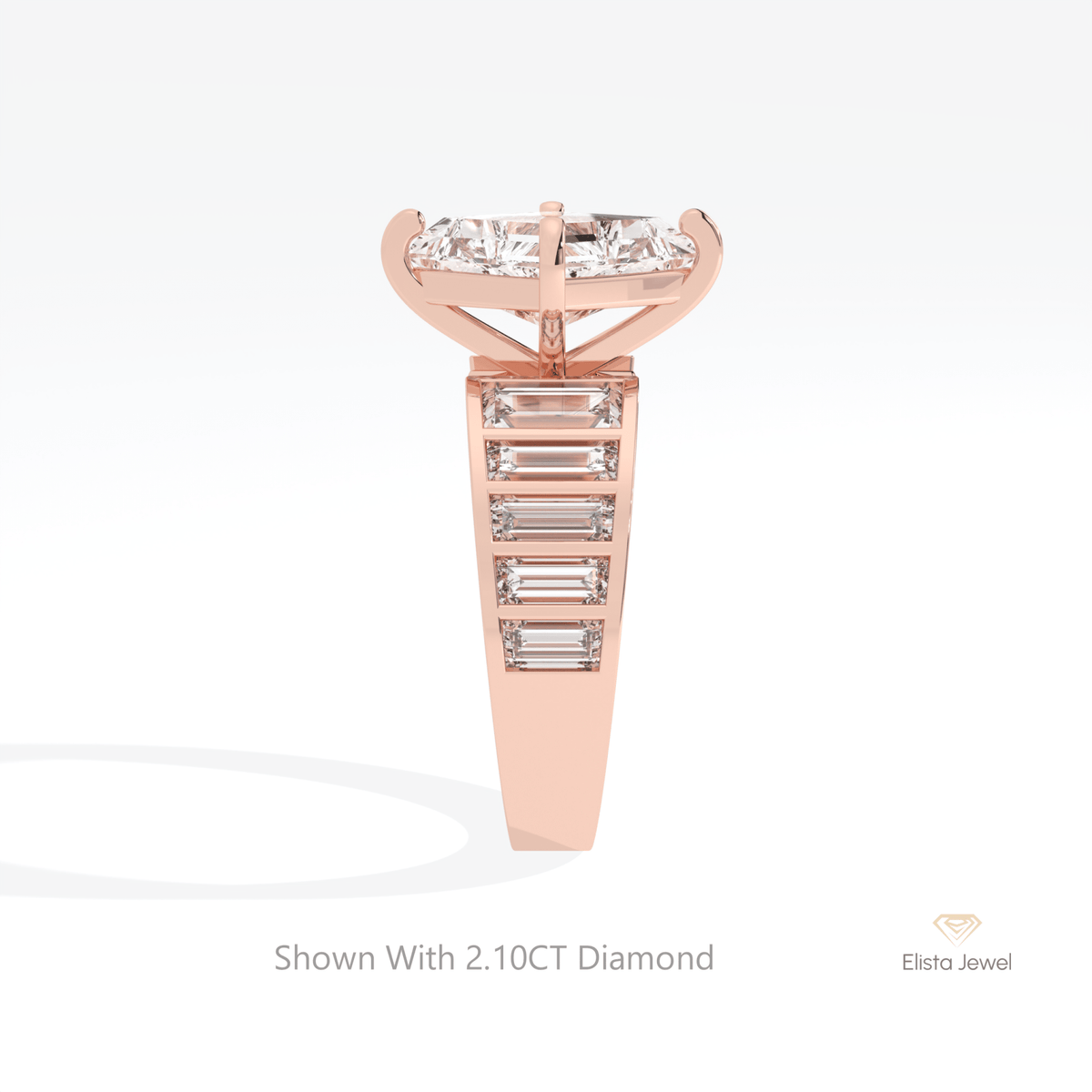 Kite Cut Accent Wedding Lab Grown Diamond Ring - Additional View
