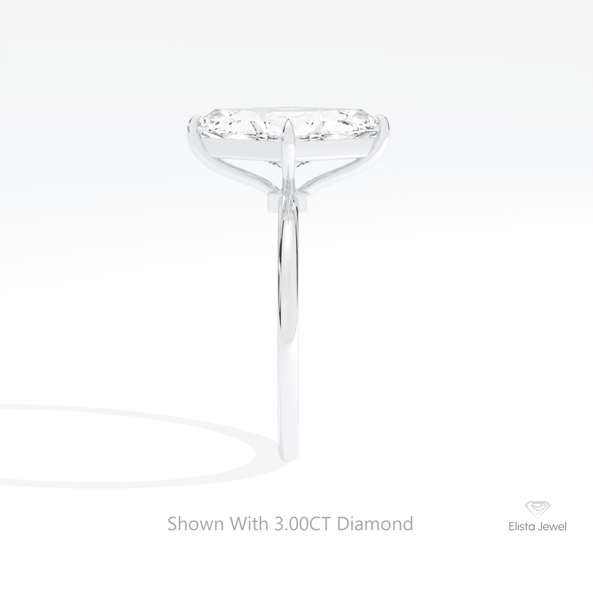 Kite Cut Solitaire Wedding Lab Grown Diamond Ring in 14K White Gold - Top View