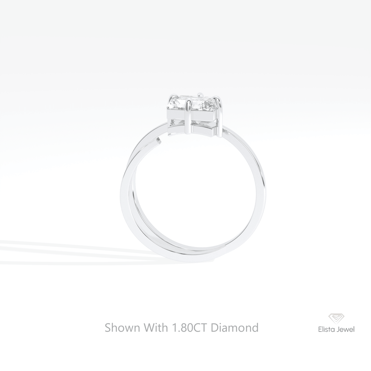 Kite Cut Solitaire Wedding Lab Grown Diamond Ring in 18K White Gold - Close-up View