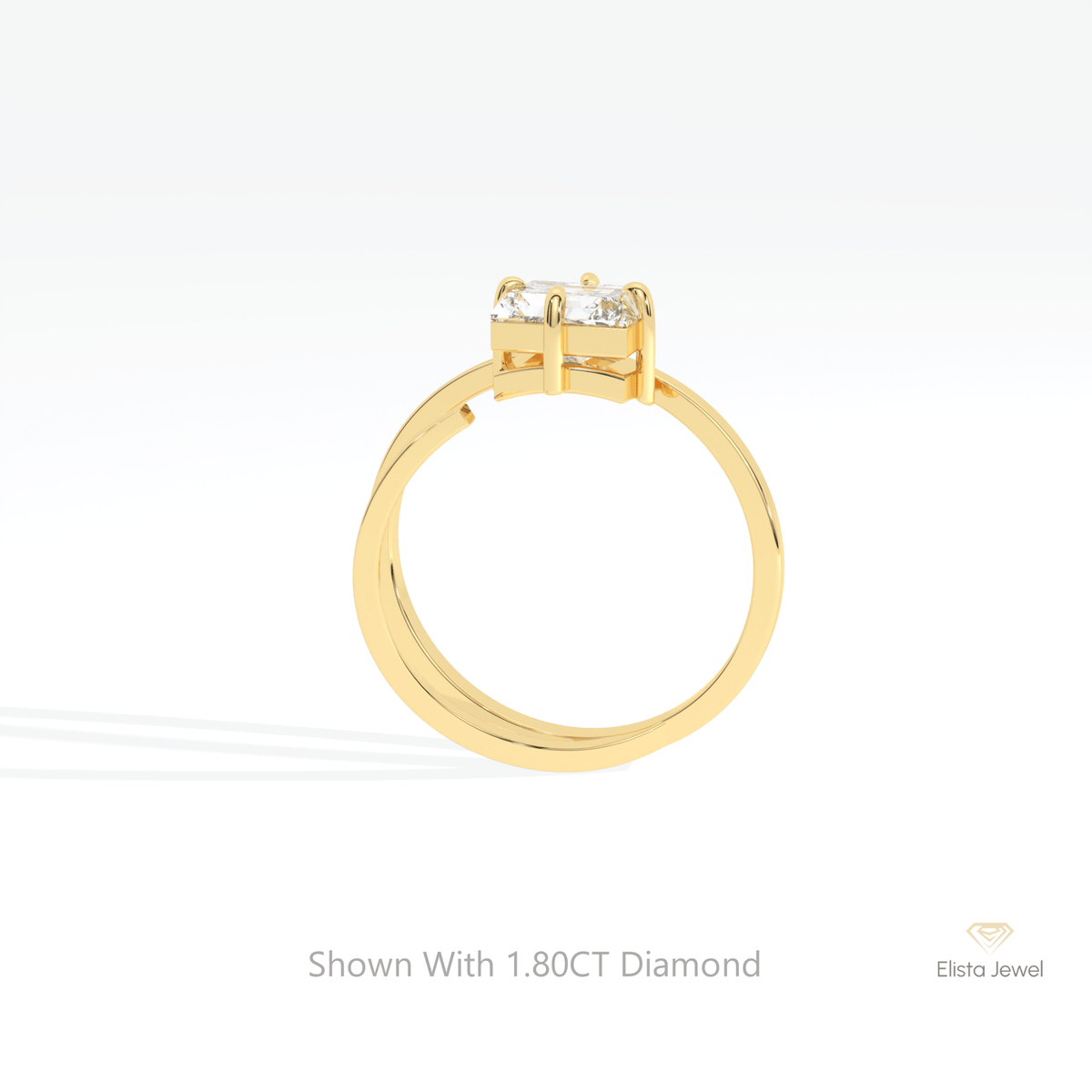 Kite Cut Solitaire Wedding Lab Grown Diamond Ring in 10K Rose Gold - Angled View