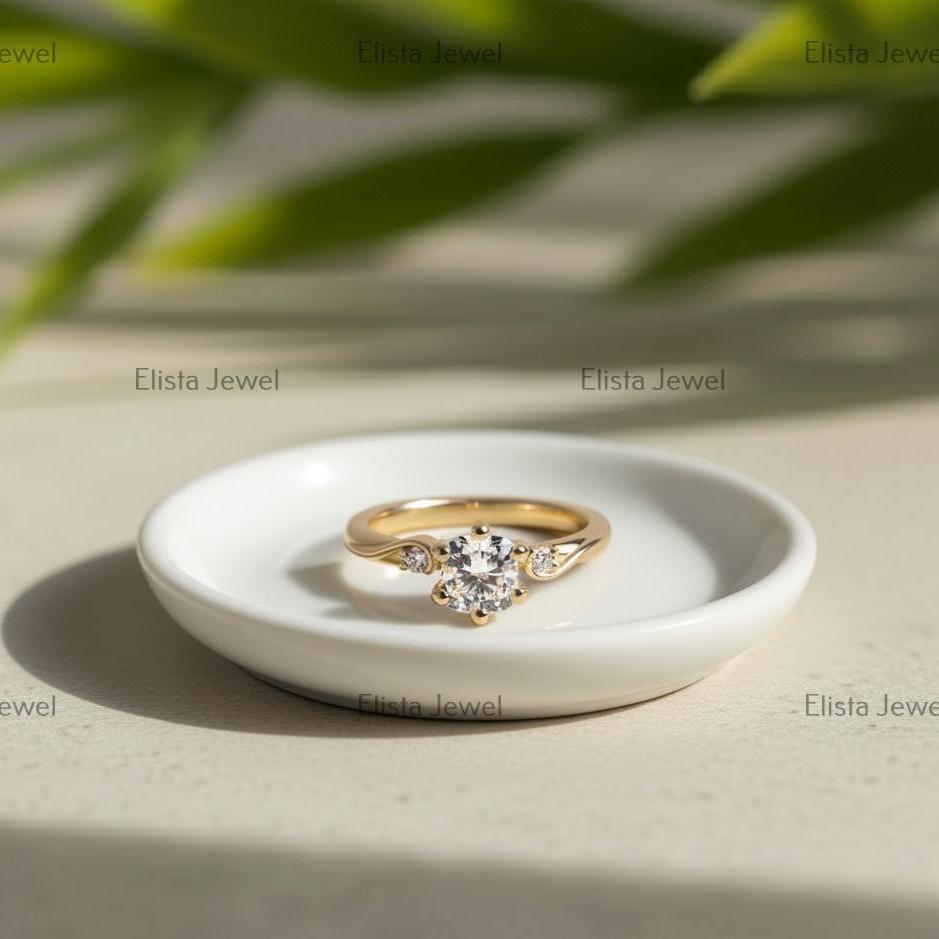 Lab-Grown Diamond Engagement Ring, 18K Yellow Gold, 6-Prong Solitaire