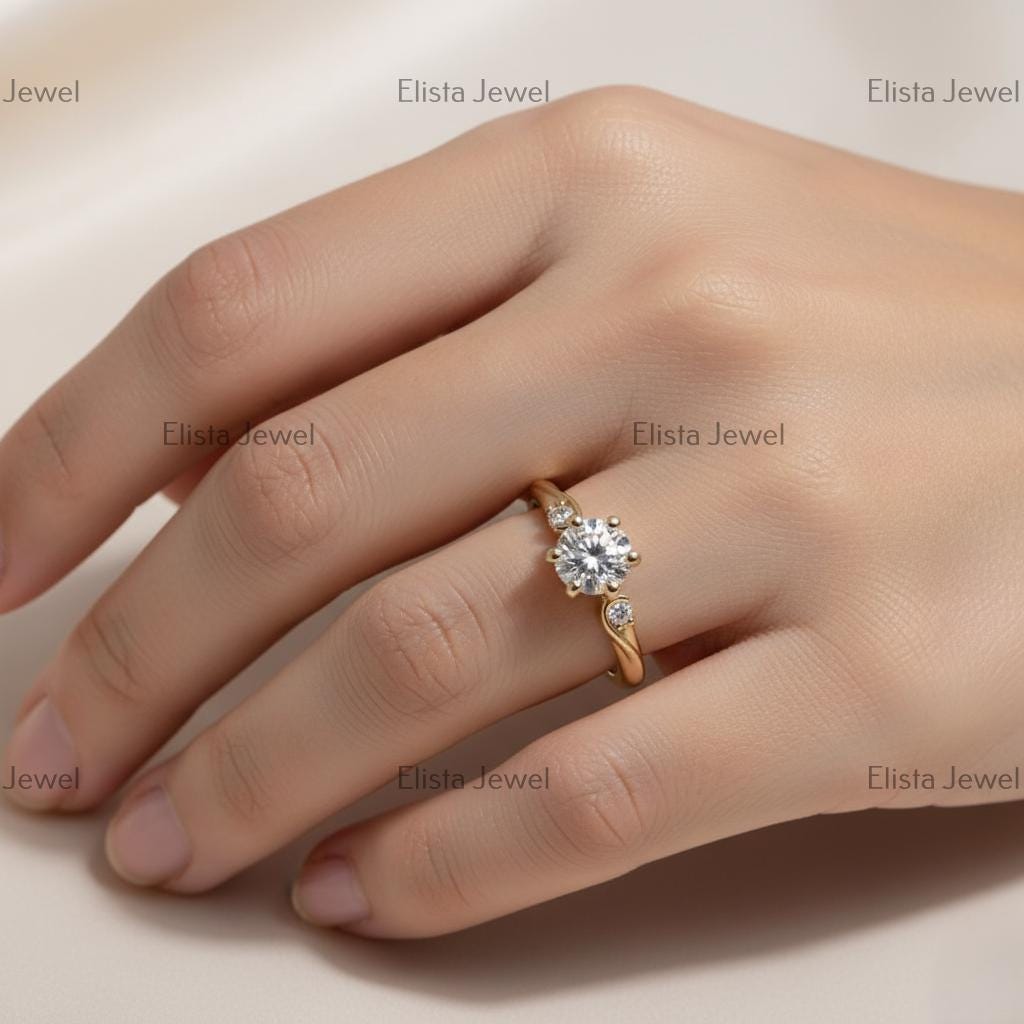 Lab-Grown Diamond Engagement Ring, 18K Yellow Gold, 6-Prong Solitaire