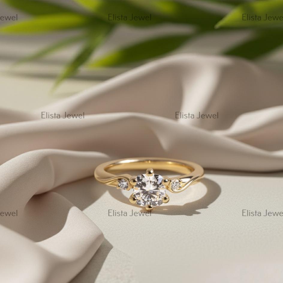 Lab-Grown Diamond Engagement Ring, 18K Yellow Gold, 6-Prong Solitaire