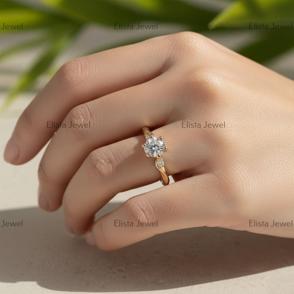 Lab-Grown Diamond Engagement Ring, 18K Yellow Gold, 6-Prong Solitaire