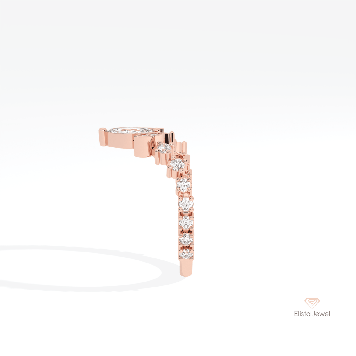 Marquise And Round Cut Wedding Lab Grown Diamond Band - Additional View