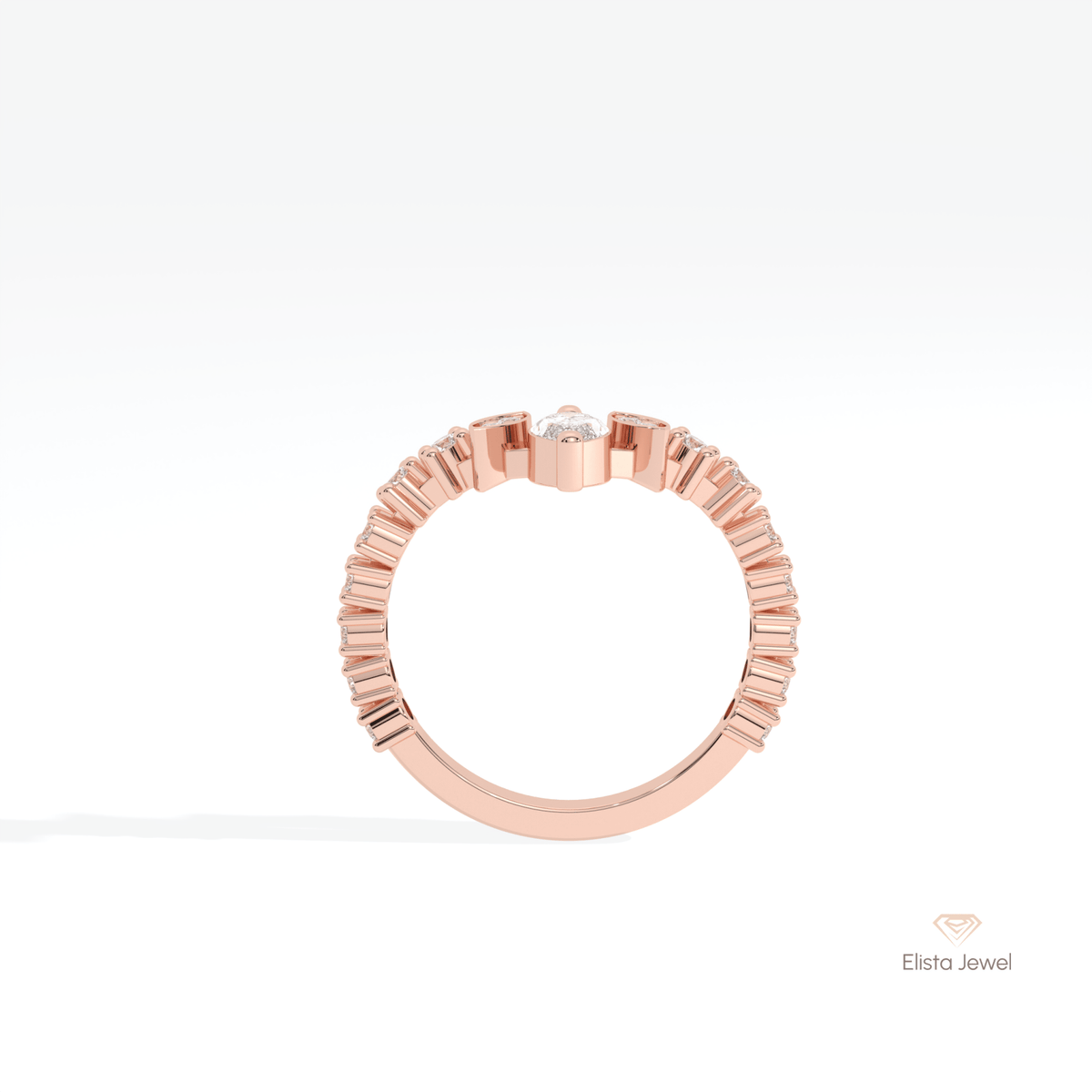 Marquise And Round Cut Wedding Lab Grown Diamond Band - Alternative View