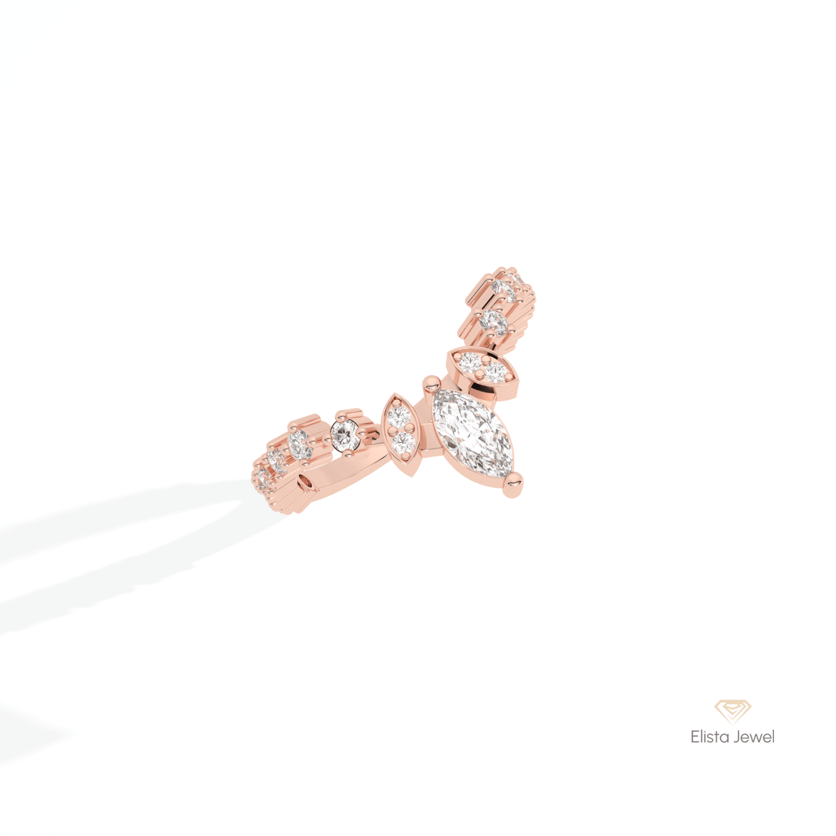 Marquise And Round Cut Wedding Lab Grown Diamond Band in Platinum - Lifestyle View