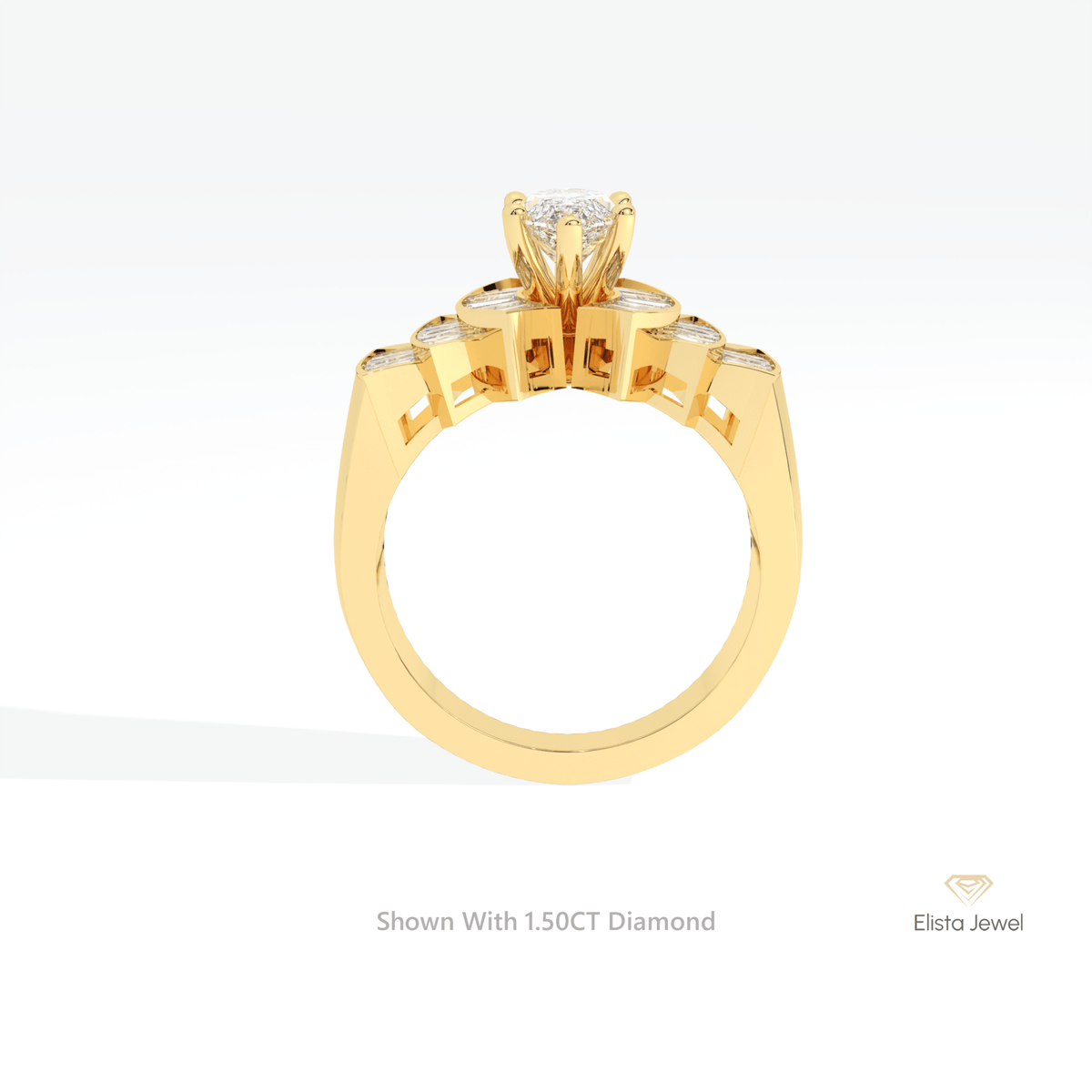 Marquise Cut Accent Art Deco Lab Grown Diamond Ring - Alternative View