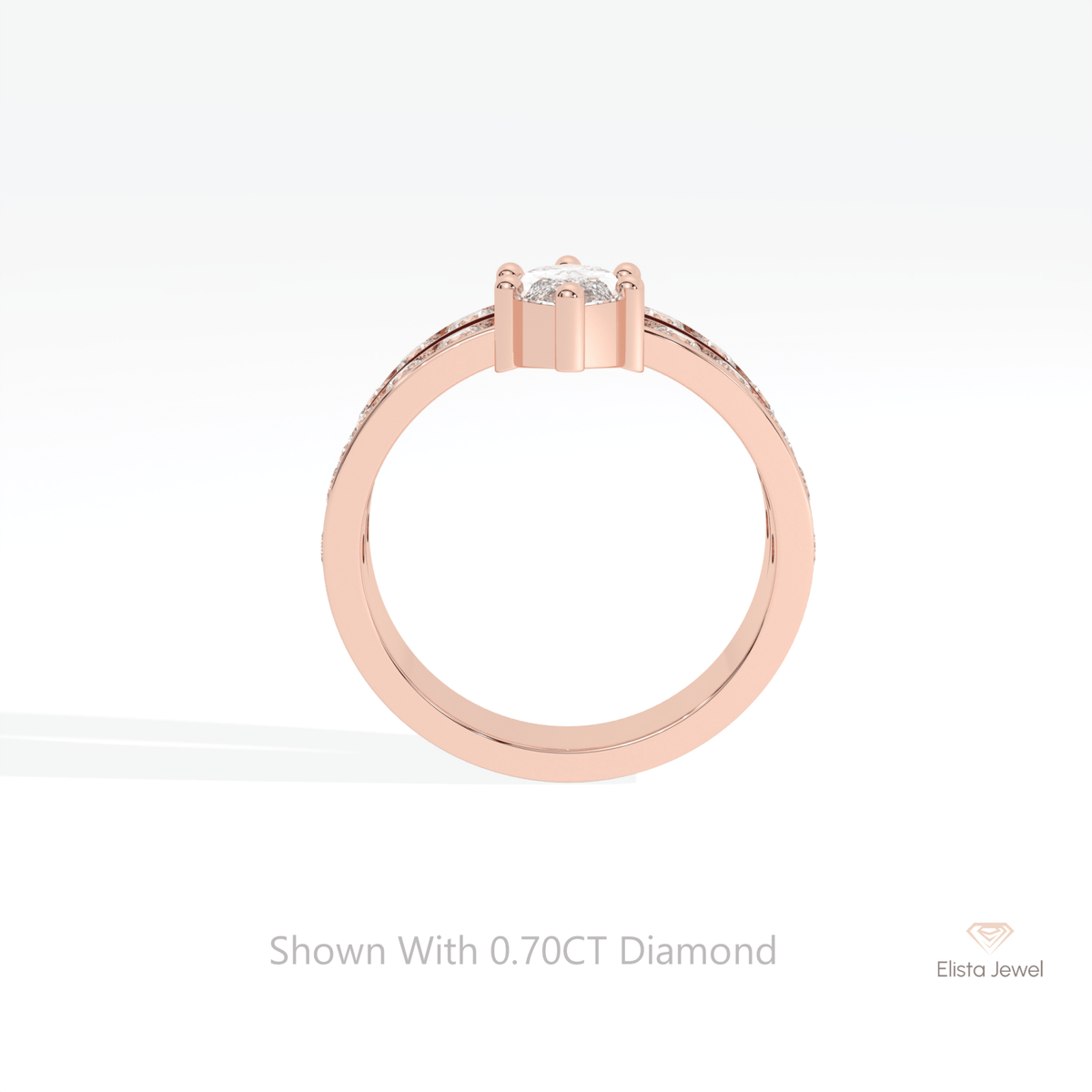 Marquise Cut Accent Engagement Lab Grown Diamond Ring - Alternative View