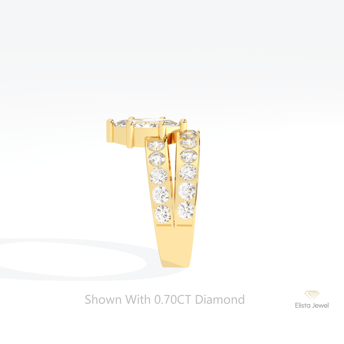 Marquise Cut Accent Engagement Lab Grown Diamond Ring in 14K White Gold - Top View