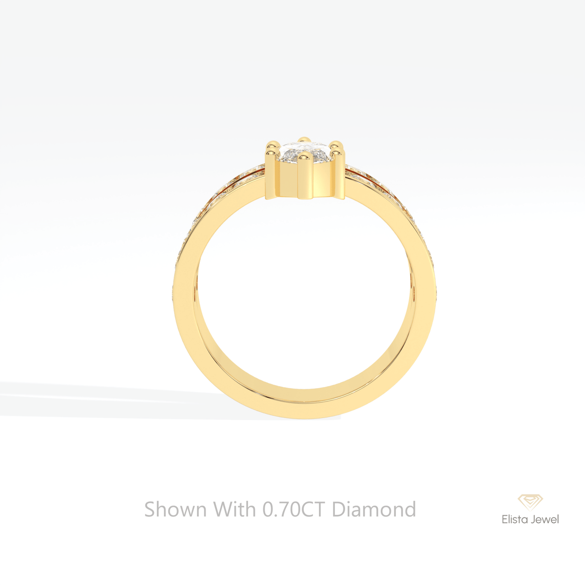 Marquise Cut Accent Engagement Lab Grown Diamond Ring in 10K Rose Gold - Angled View