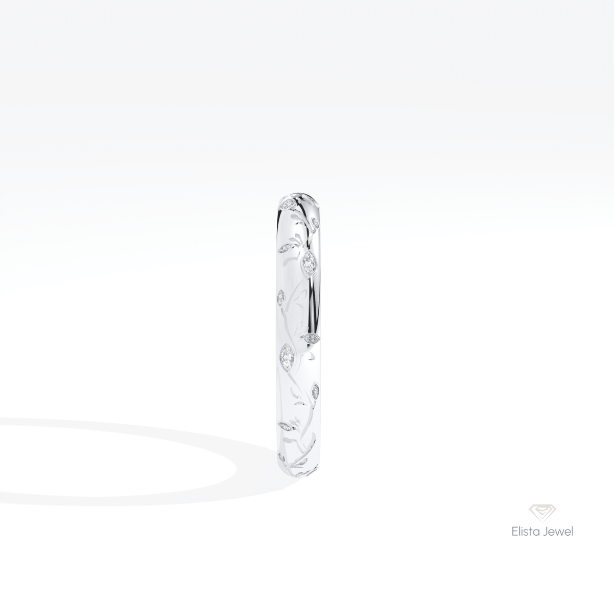 Marquise Cut Celestial Lab Grown Diamond Band in 18K Yellow Gold - Perspective View