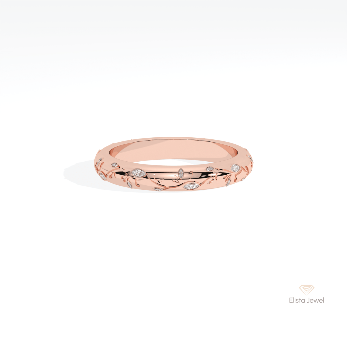 Marquise Cut Celestial Lab Grown Diamond Band in 10K White Gold - Front View