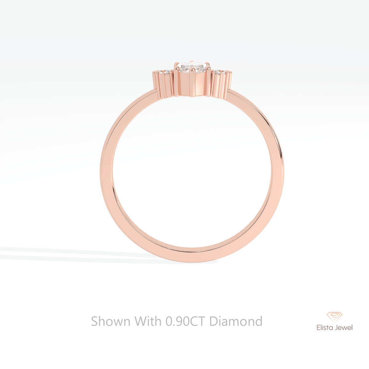 Marquise Cut Cluster Wedding Lab Grown Diamond Ring in 10K Rose Gold - Angled View
