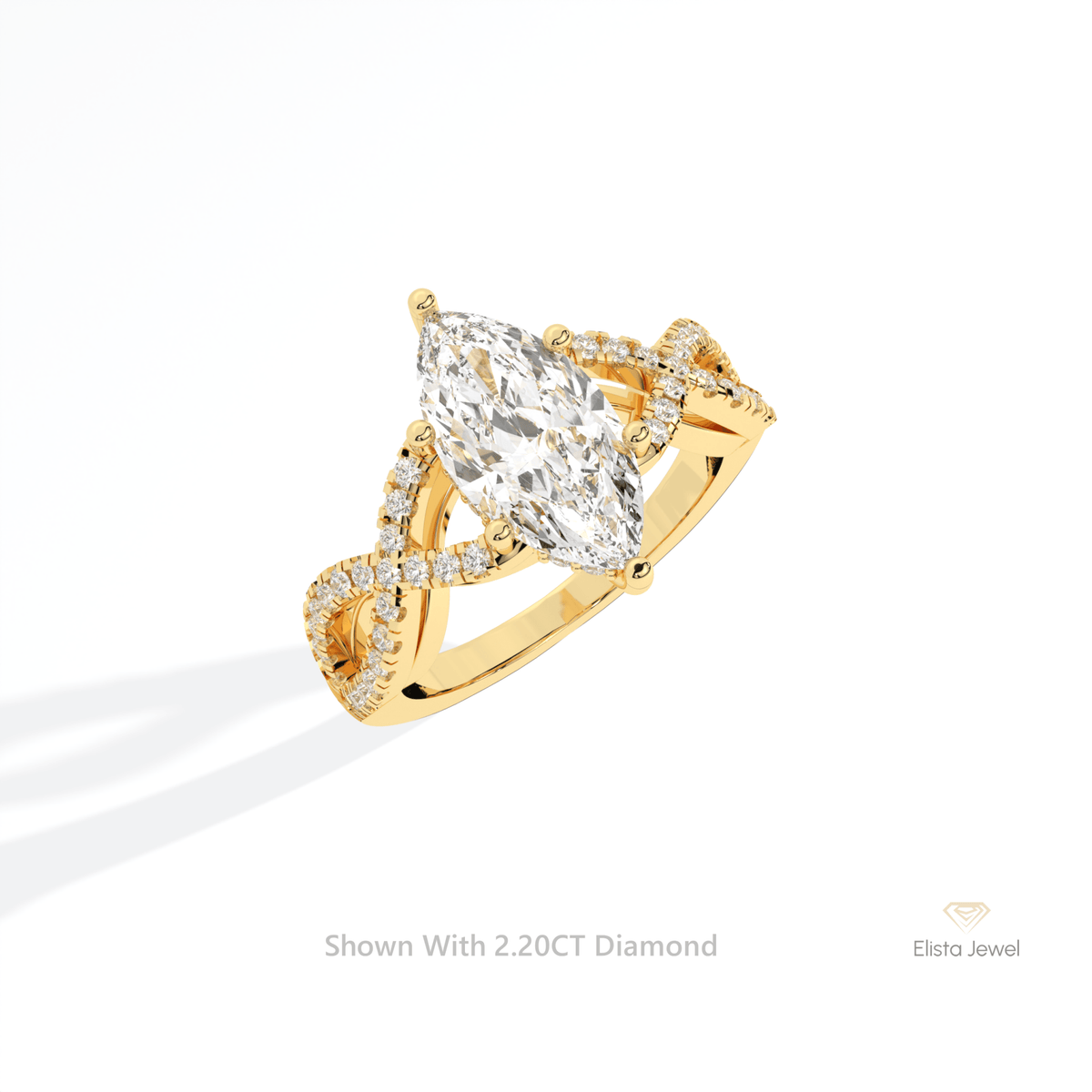 Marquise Cut Crossover Engagement Lab Grown Diamond Ring in Platinum - Lifestyle View