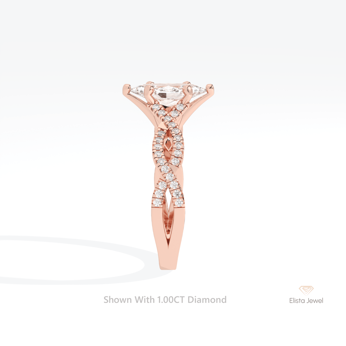 Marquise Cut Crossover Engagement Lab Grown Diamond Ring - Additional View