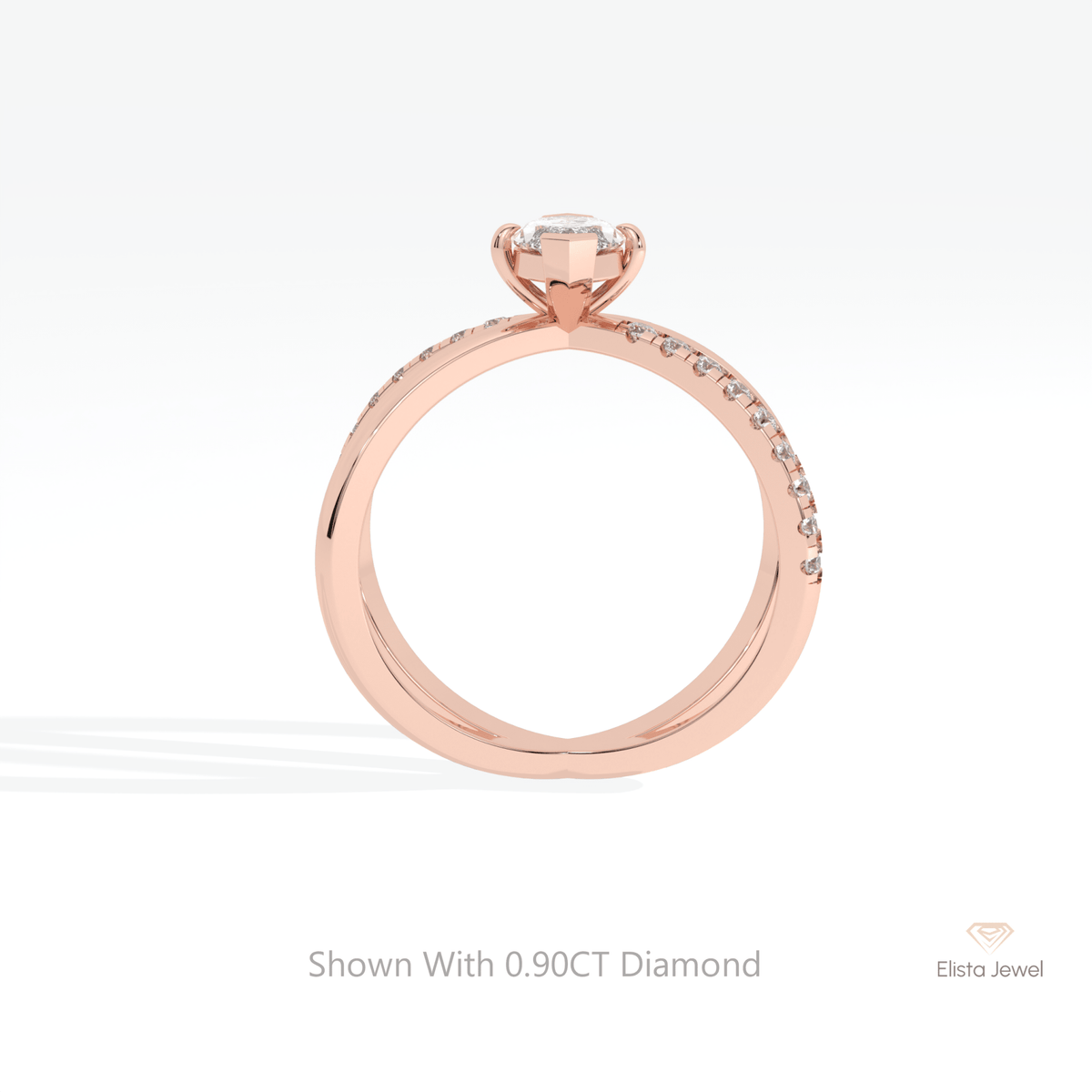 Marquise Cut Crossover Wedding Lab Grown Diamond Ring - Alternative View