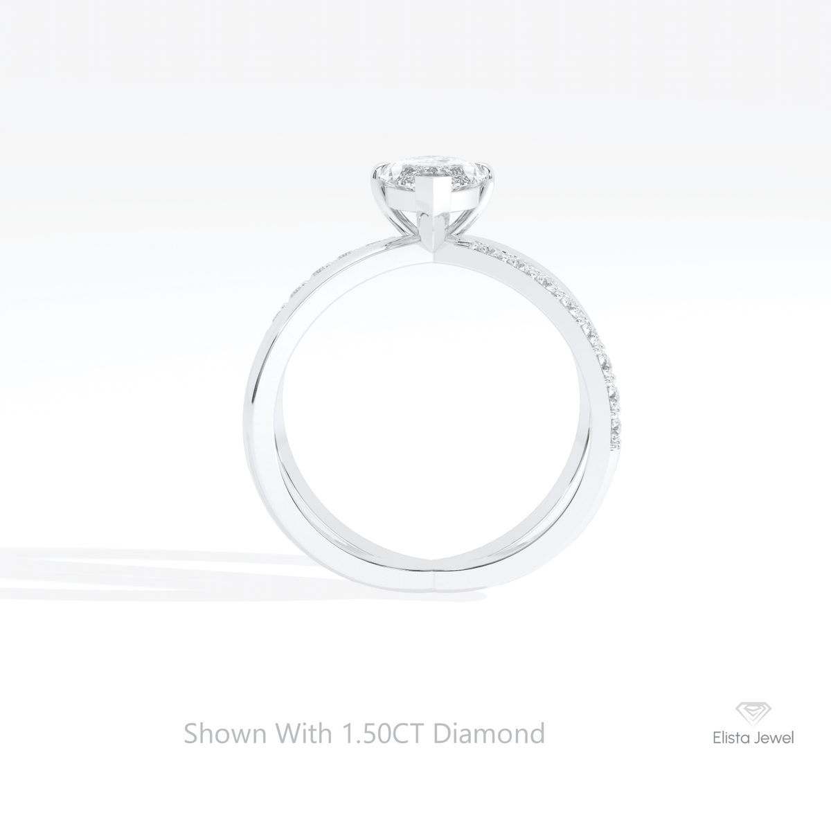 Marquise Cut Crossover Wedding Lab Grown Diamond Ring in 10K Rose Gold - Angled View