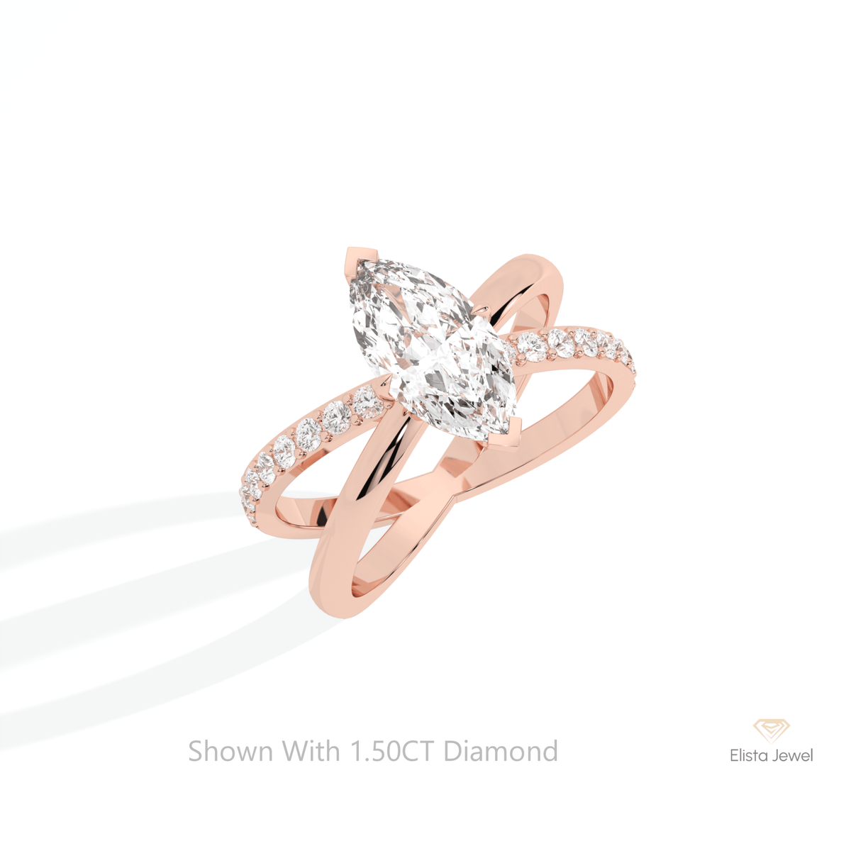 Marquise Cut Crossover Wedding Lab Grown Diamond Ring in Platinum - Lifestyle View