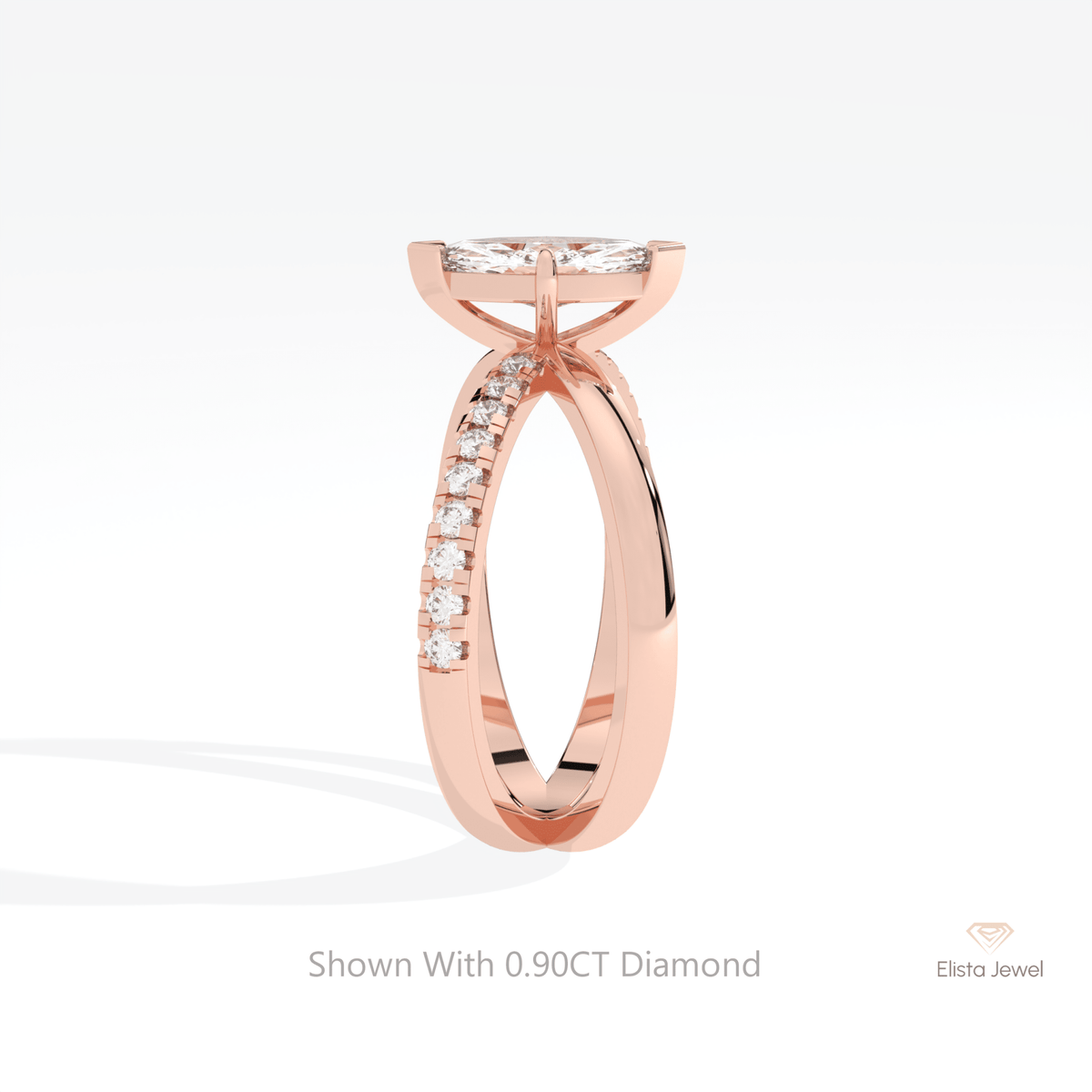 Marquise Cut Crossover Wedding Lab Grown Diamond Ring - Additional View