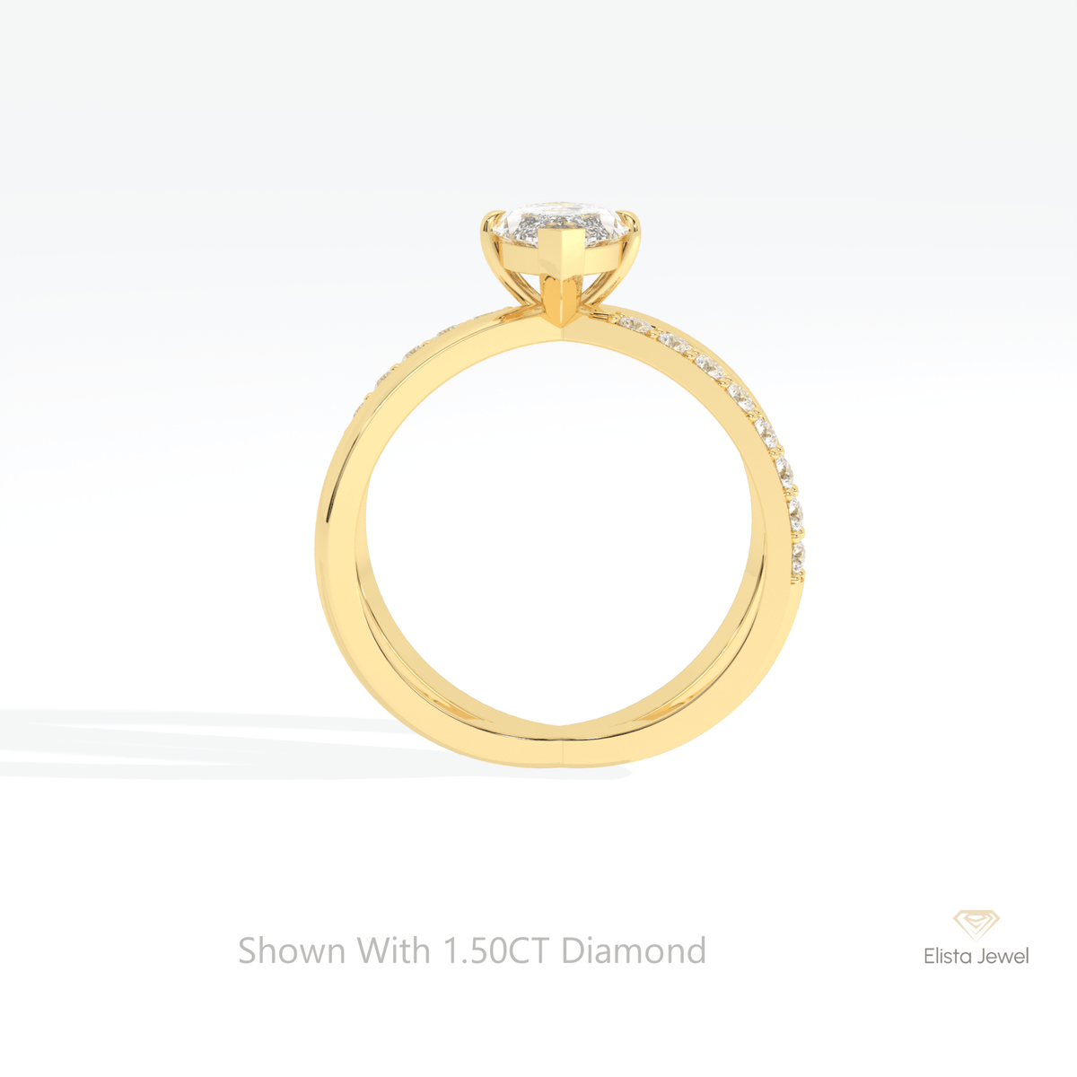 Marquise Cut Crossover Wedding Lab Grown Diamond Ring in 18K White Gold - Close-up View