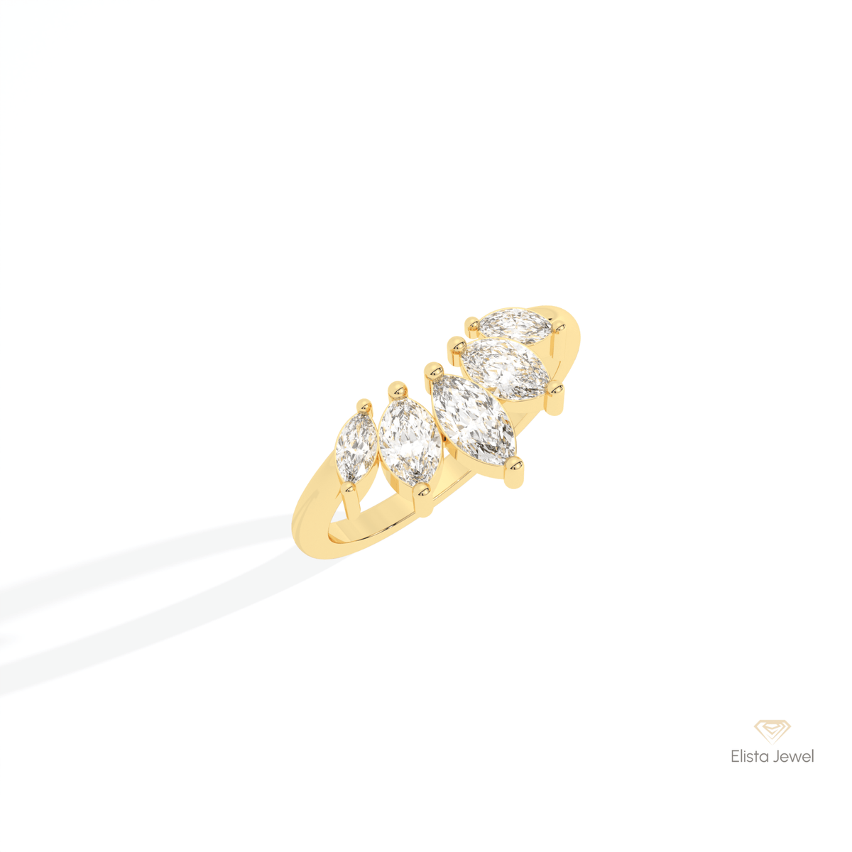 Marquise Cut Curve Wedding Lab Grown Diamond Band in Platinum - Lifestyle View