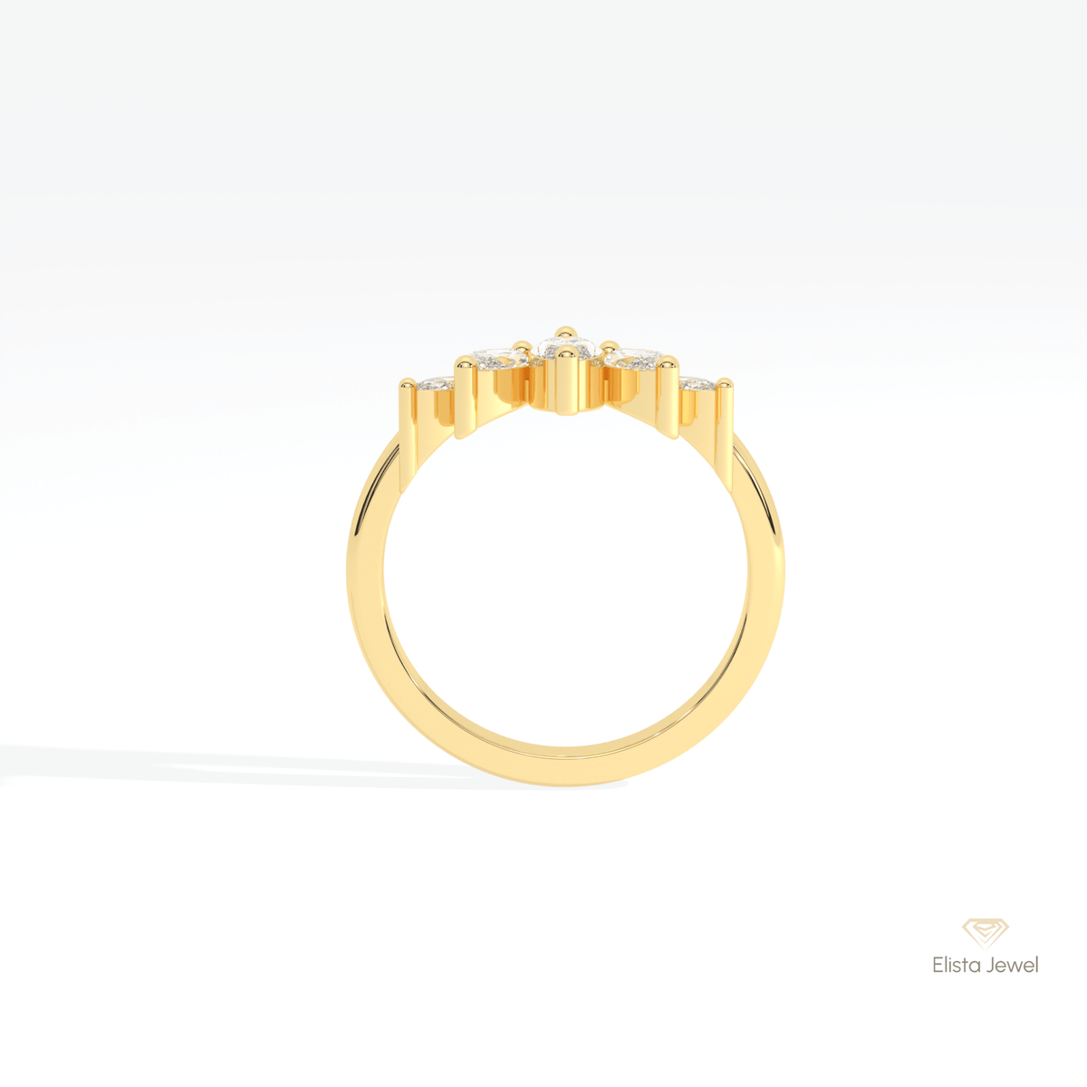 Marquise Cut Curve Wedding Lab Grown Diamond Band - Alternative View