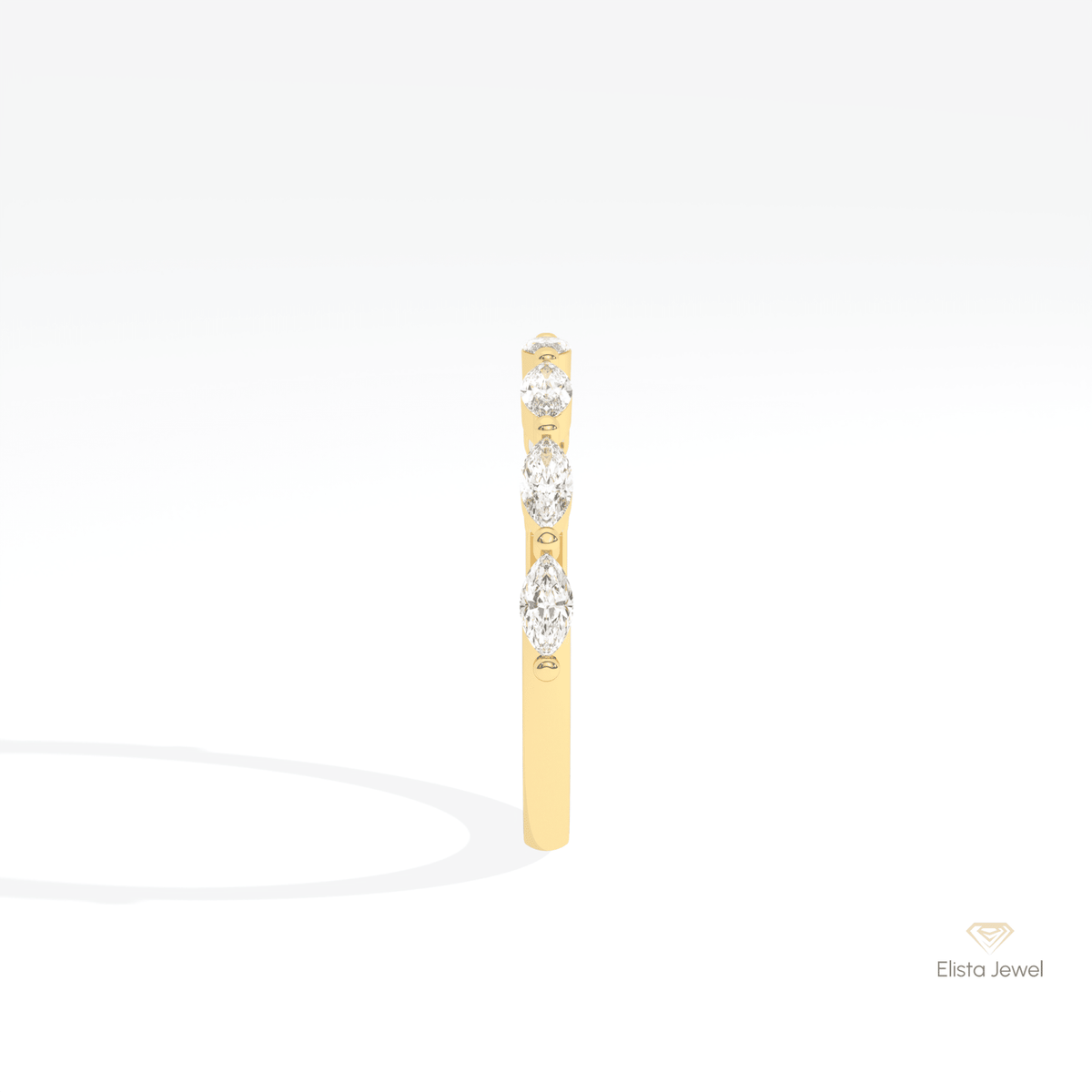 Marquise Cut Half Eternity Lab Grown Diamond Band in 14K White Gold - Top View
