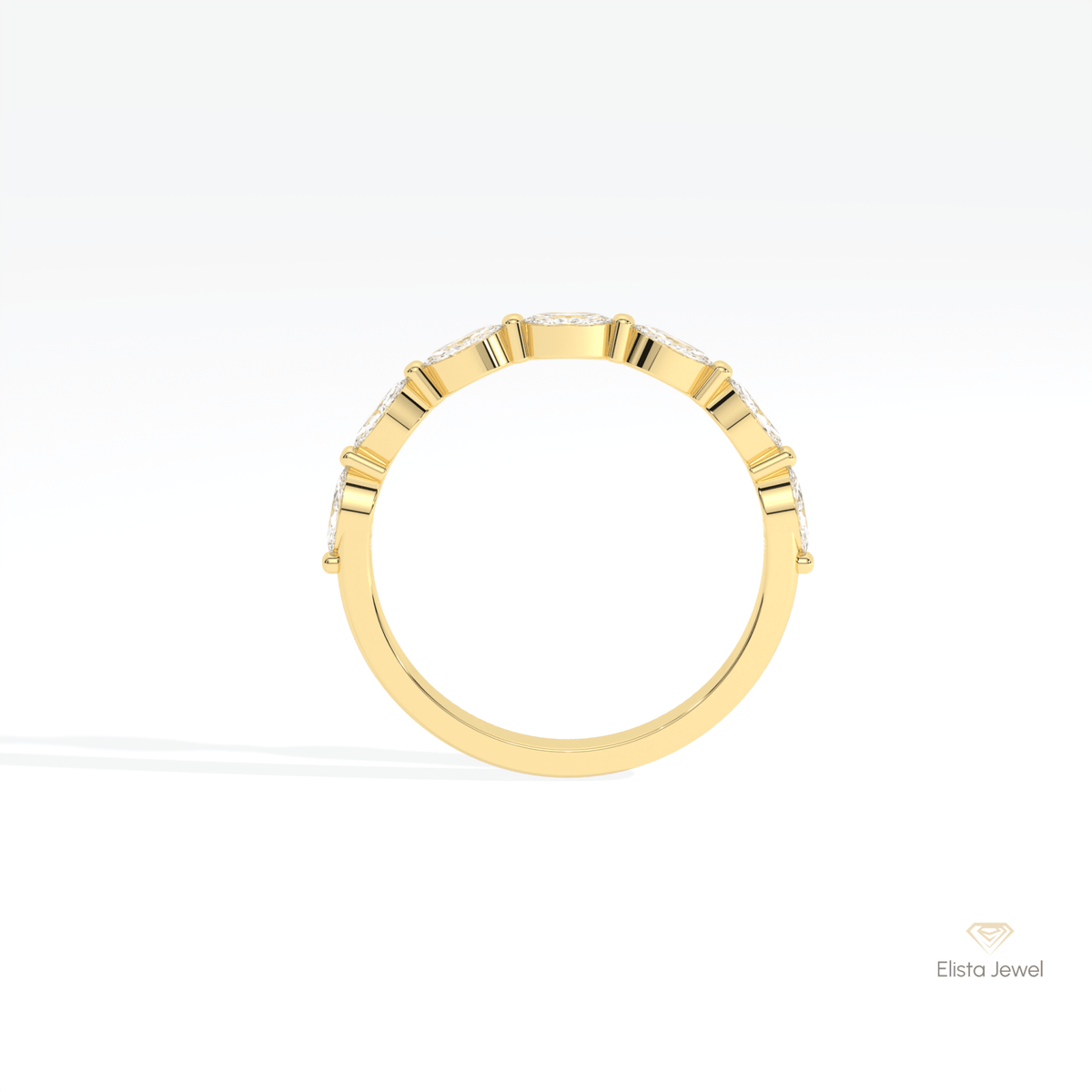 Marquise Cut Half Eternity Lab Grown Diamond Band in 10K Rose Gold - Angled View