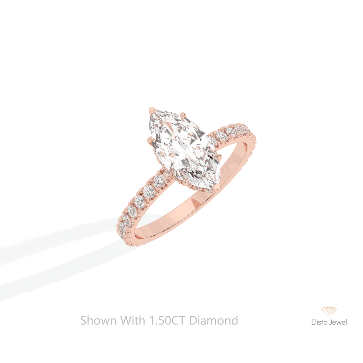 Marquise Cut Hidden Halo Wedding Lab Grown Diamond Ring in Platinum - Lifestyle View