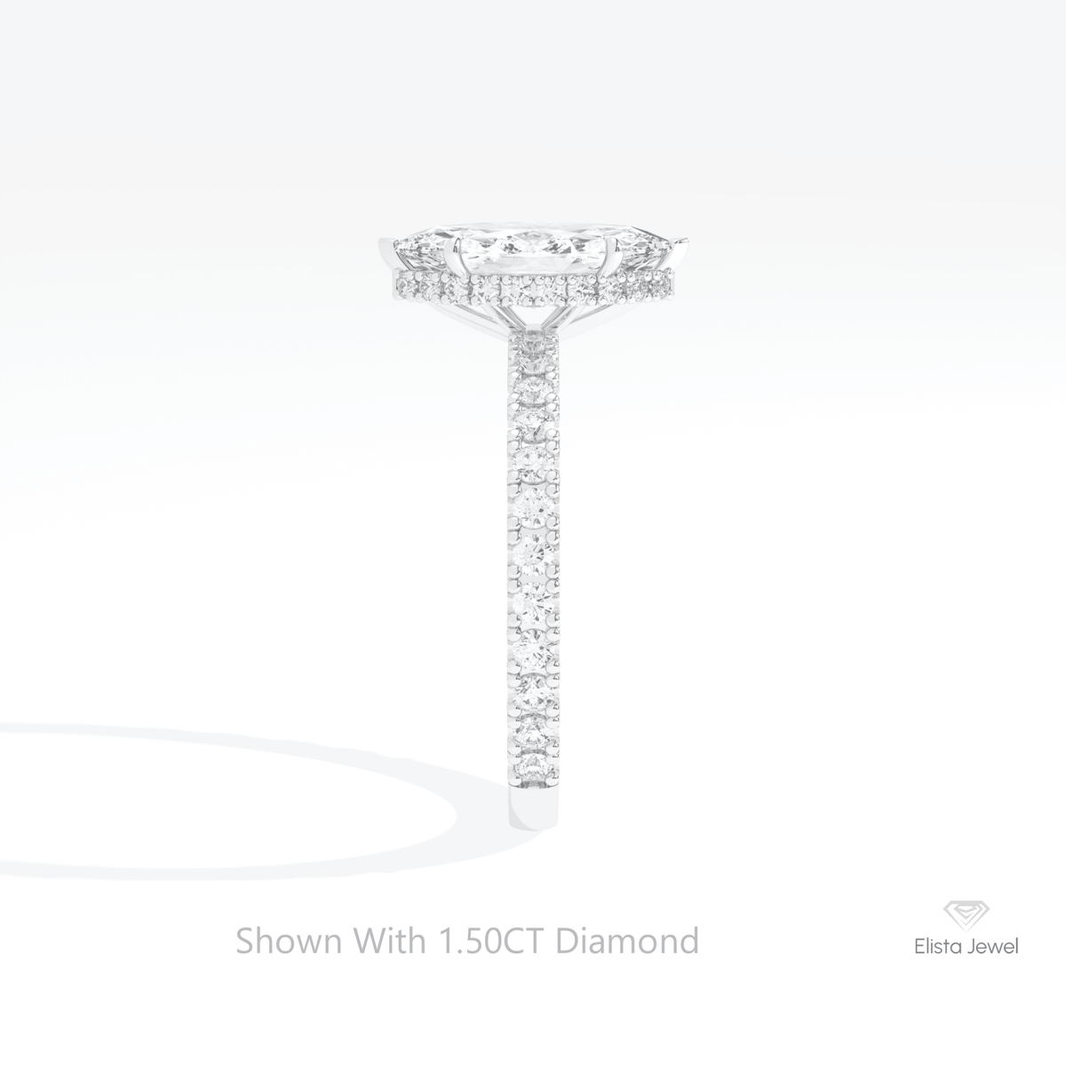 Marquise Cut Hidden Halo Wedding Lab Grown Diamond Ring in 18K Yellow Gold - Perspective View
