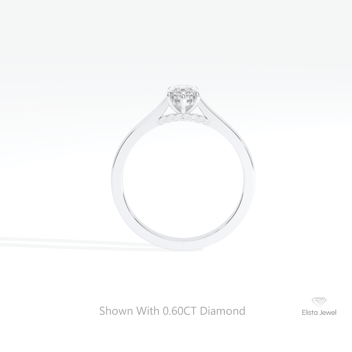 Marquise Cut Hidden Halo Wedding Lab Grown Diamond Ring in 18K White Gold - Close-up View