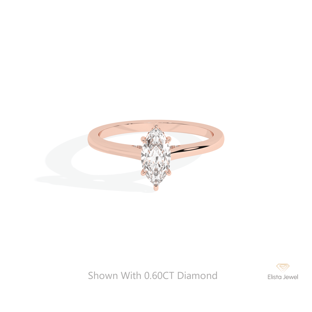 Marquise Cut Hidden Halo Wedding Lab Grown Diamond Ring in 10K White Gold - Front View