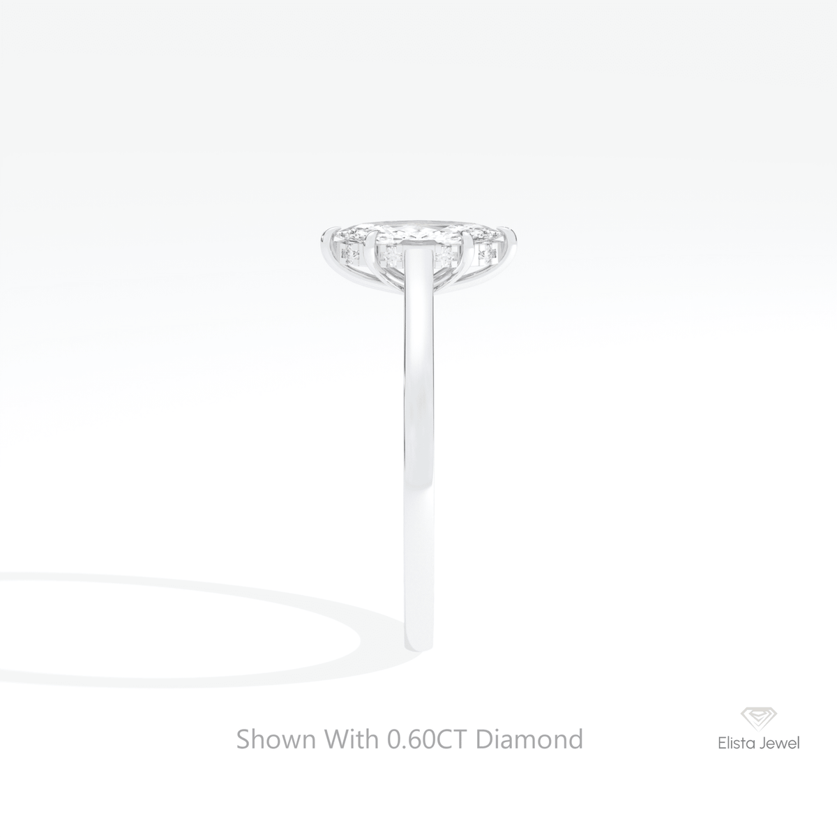 Marquise Cut Hidden Halo Wedding Lab Grown Diamond Ring in 18K Yellow Gold - Perspective View