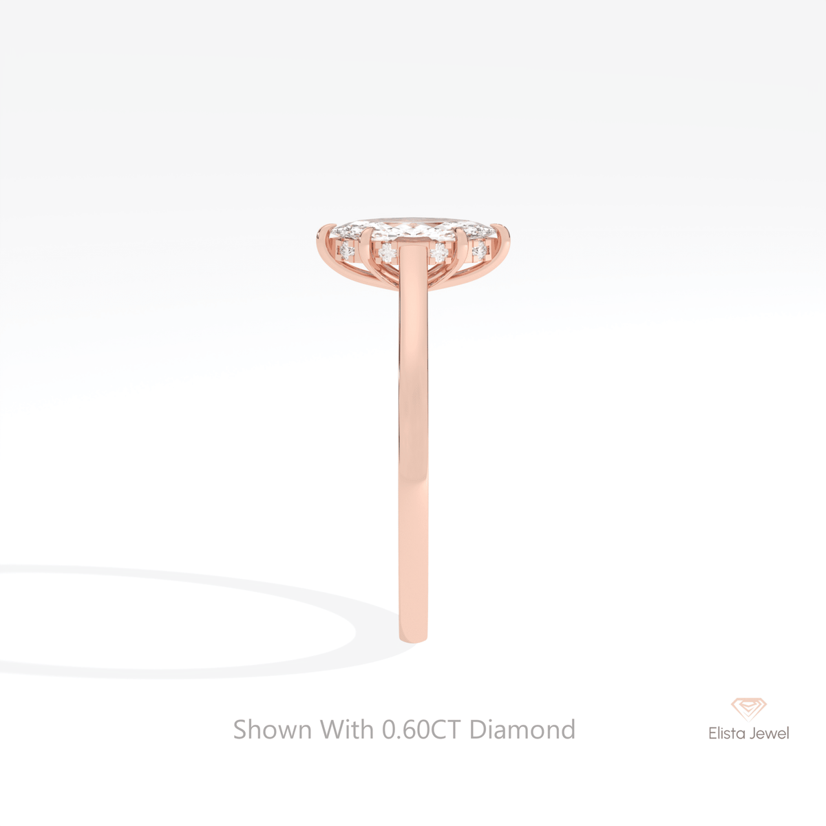 Marquise Cut Hidden Halo Wedding Lab Grown Diamond Ring in 14K White Gold - Top View