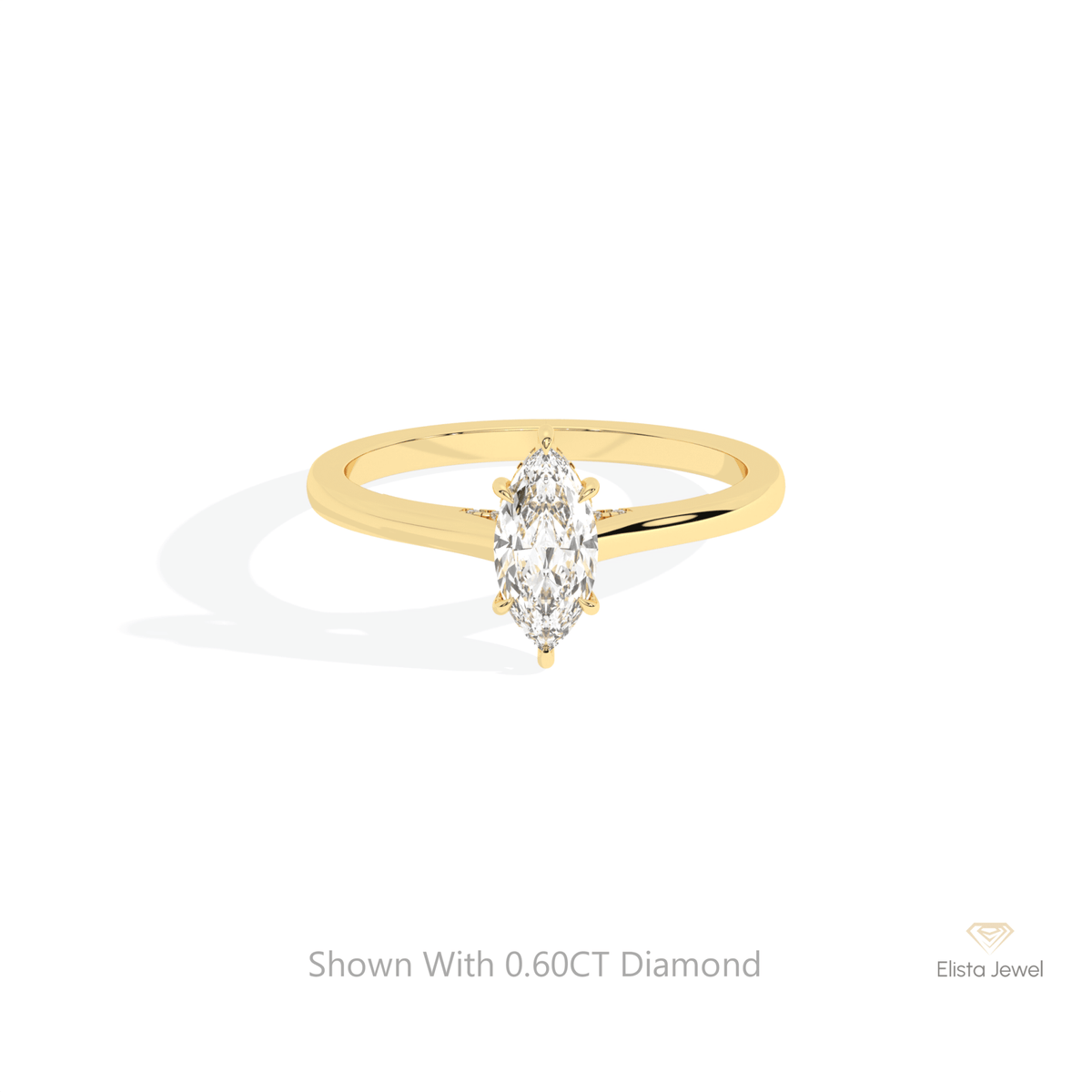 Marquise Cut Hidden Halo Wedding Lab Grown Diamond Ring in 18K Rose Gold - Ring on Hand View