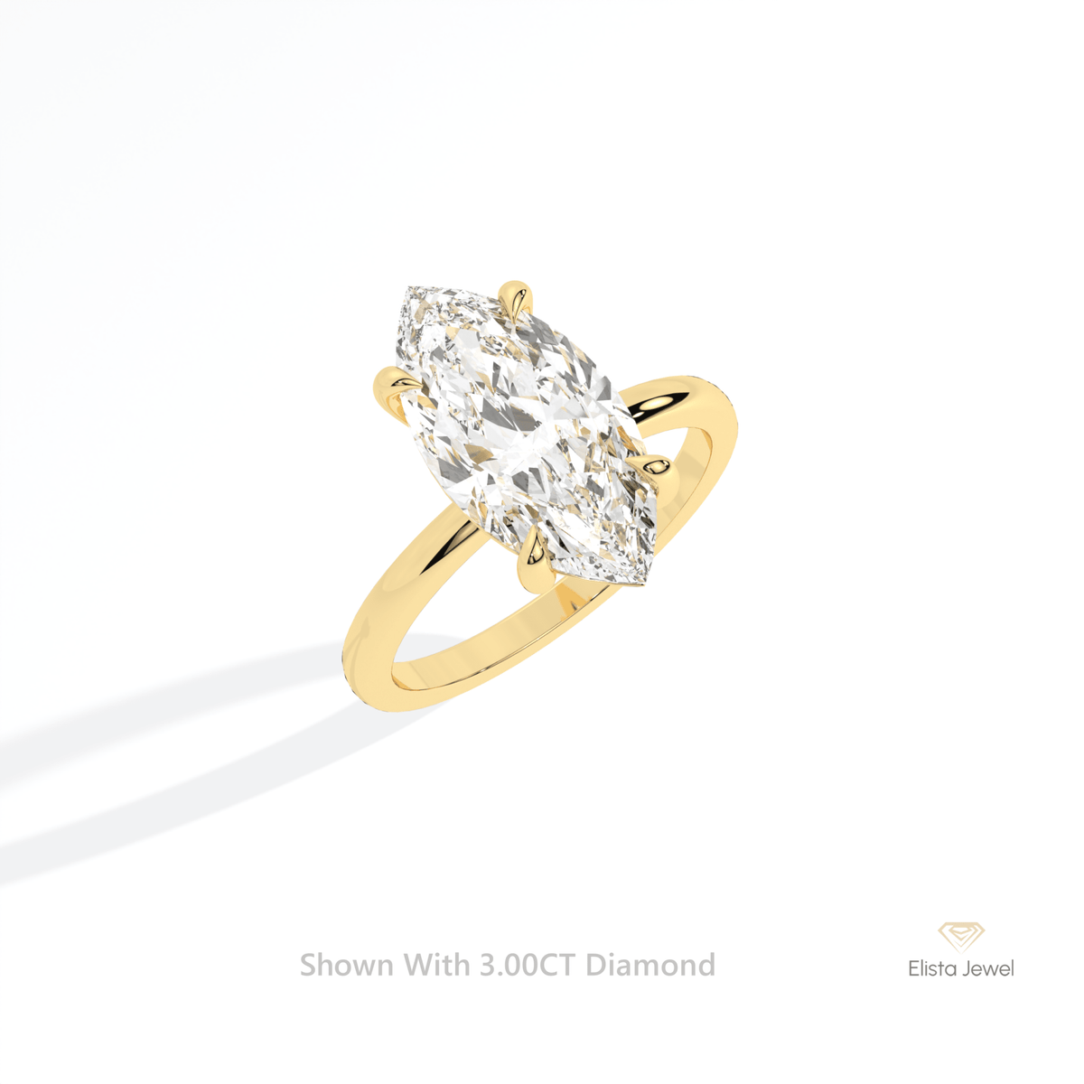 Marquise Cut Solitaire Engagement Lab Grown Diamond Ring in 14K Rose Gold - Profile View