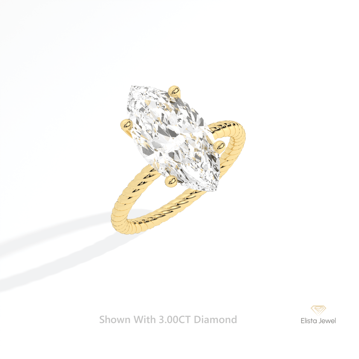Marquise Cut Solitaire Engagement Lab Grown Diamond Ring in 14K Rose Gold - Profile View