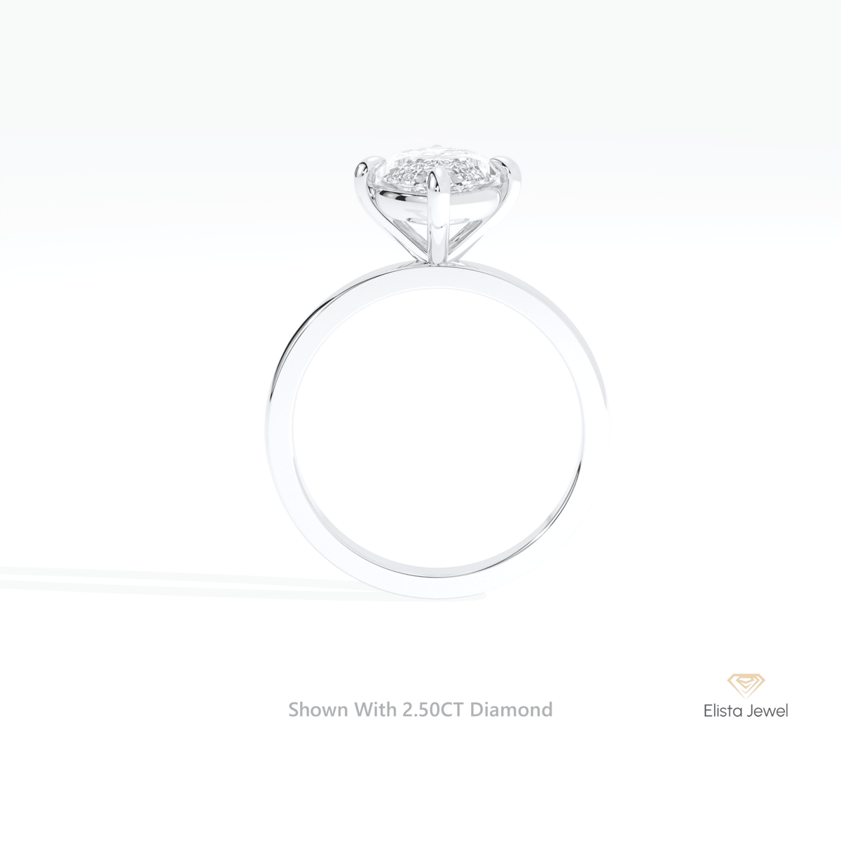 Marquise Cut Solitaire Wedding Lab Grown Diamond Ring in 18K White Gold - Close-up View