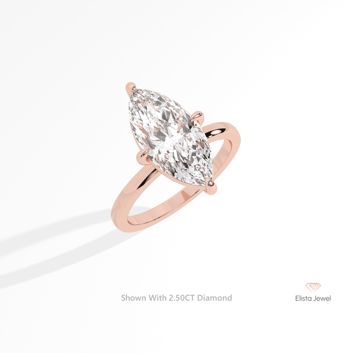 Marquise Cut Solitaire Wedding Lab Grown Diamond Ring in 10K Yellow Gold - Side View