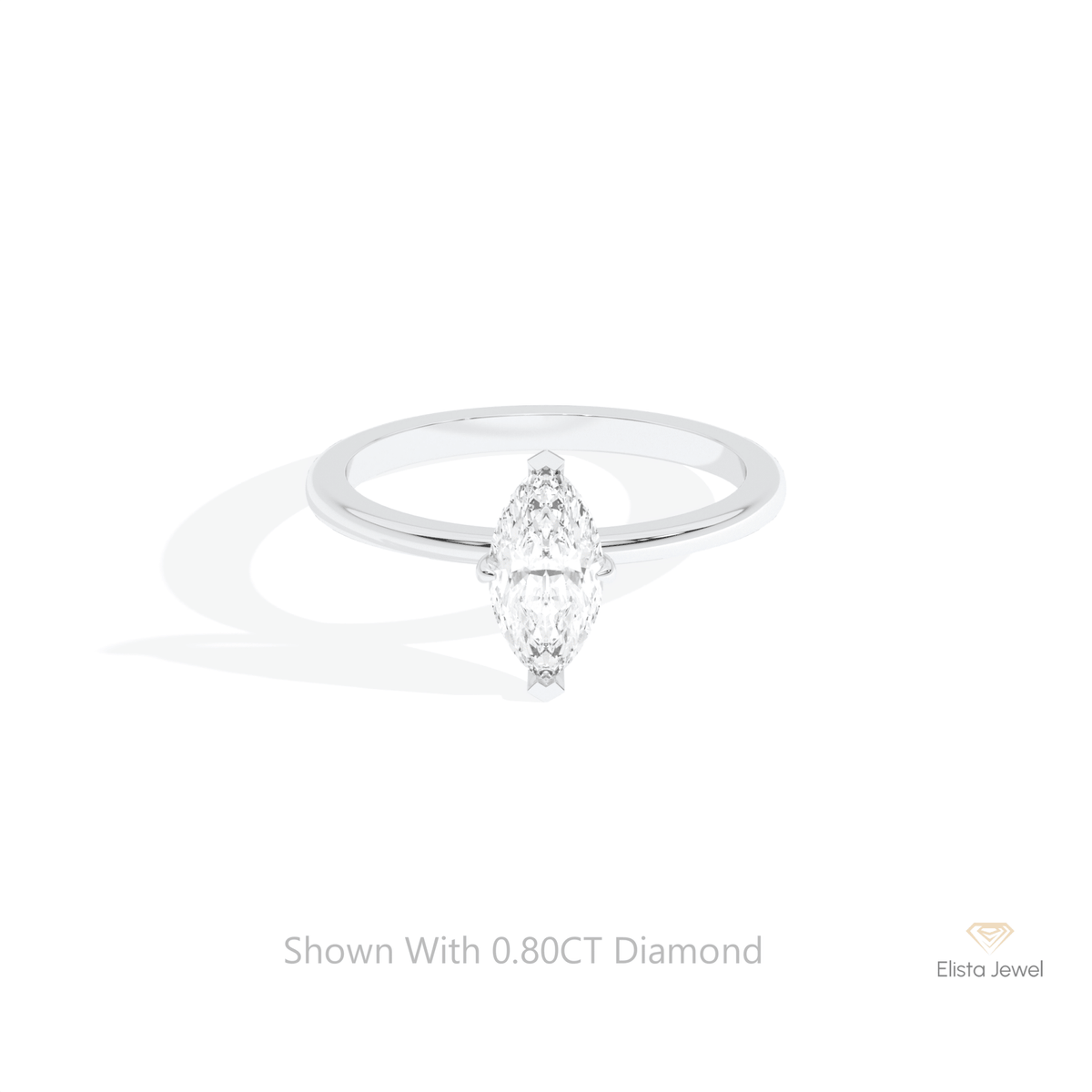 Marquise Cut Solitaire Wedding Lab Grown Diamond Ring in 10K White Gold - Front View