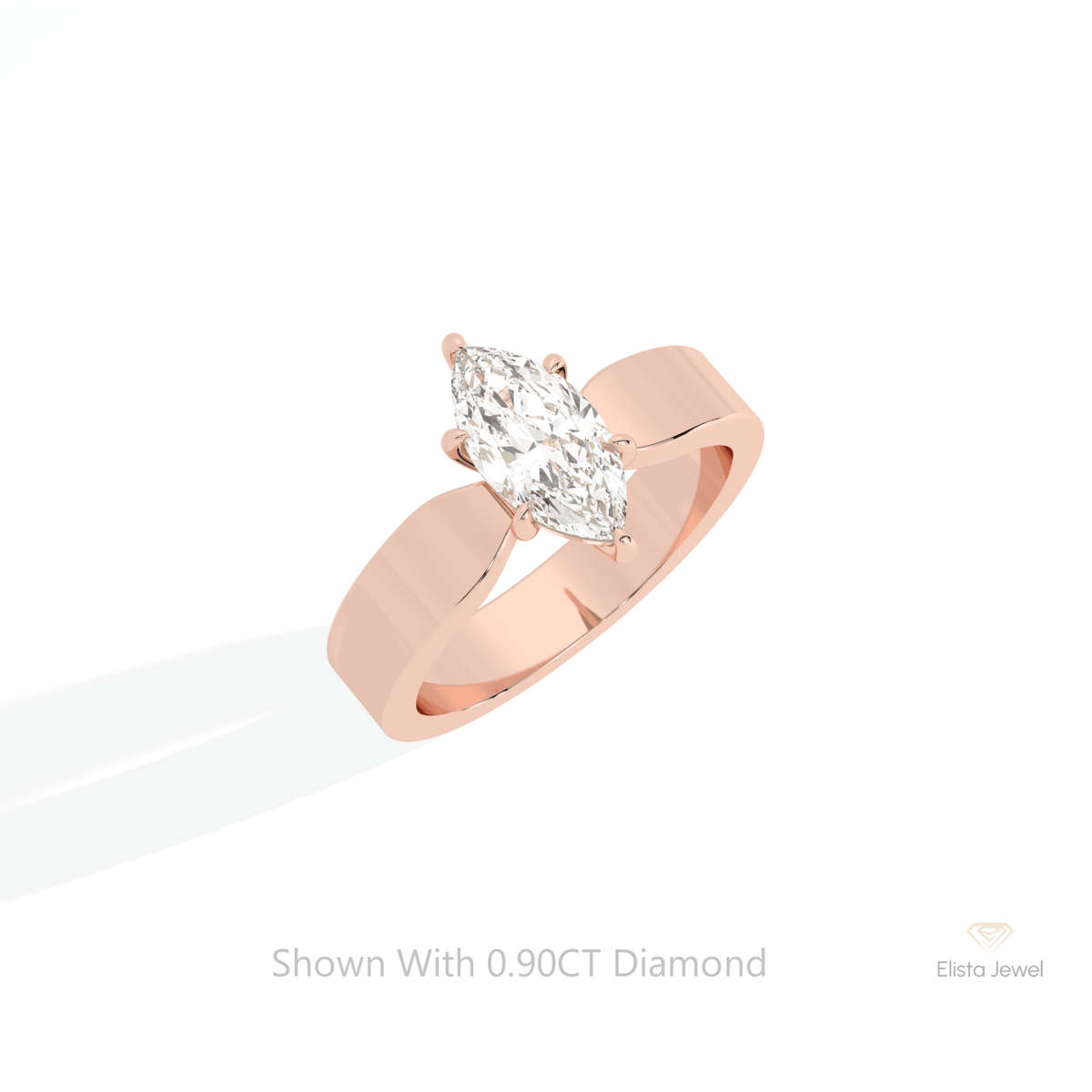 Marquise Cut Solitaire Wedding Lab Grown Diamond Ring in 10K Yellow Gold - Side View