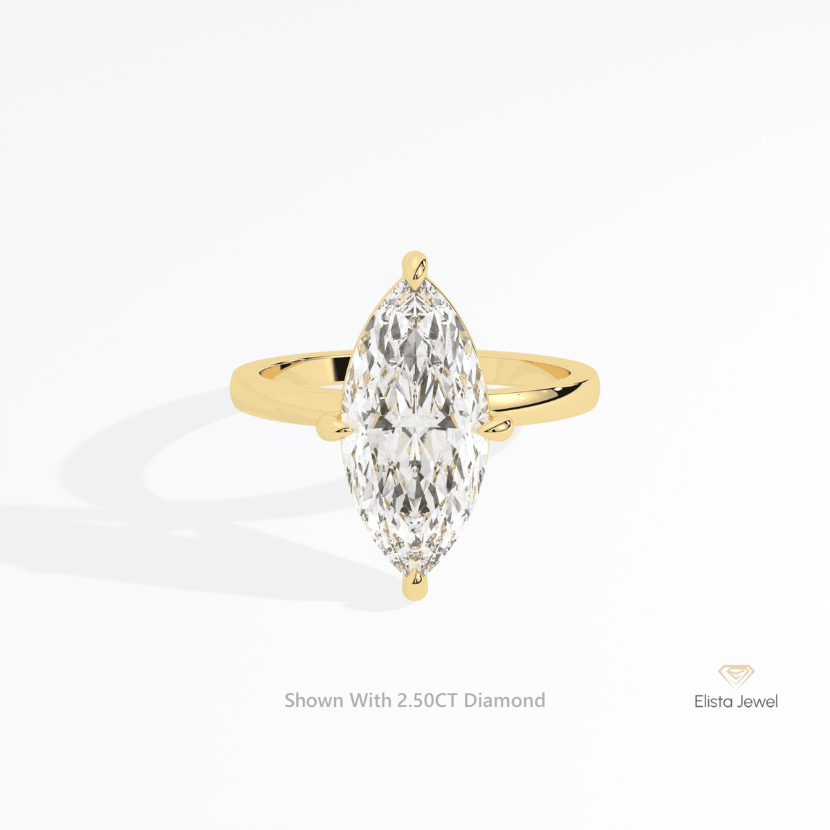 Marquise Cut Solitaire Wedding Lab Grown Diamond Ring in 18K Rose Gold - Ring on Hand View