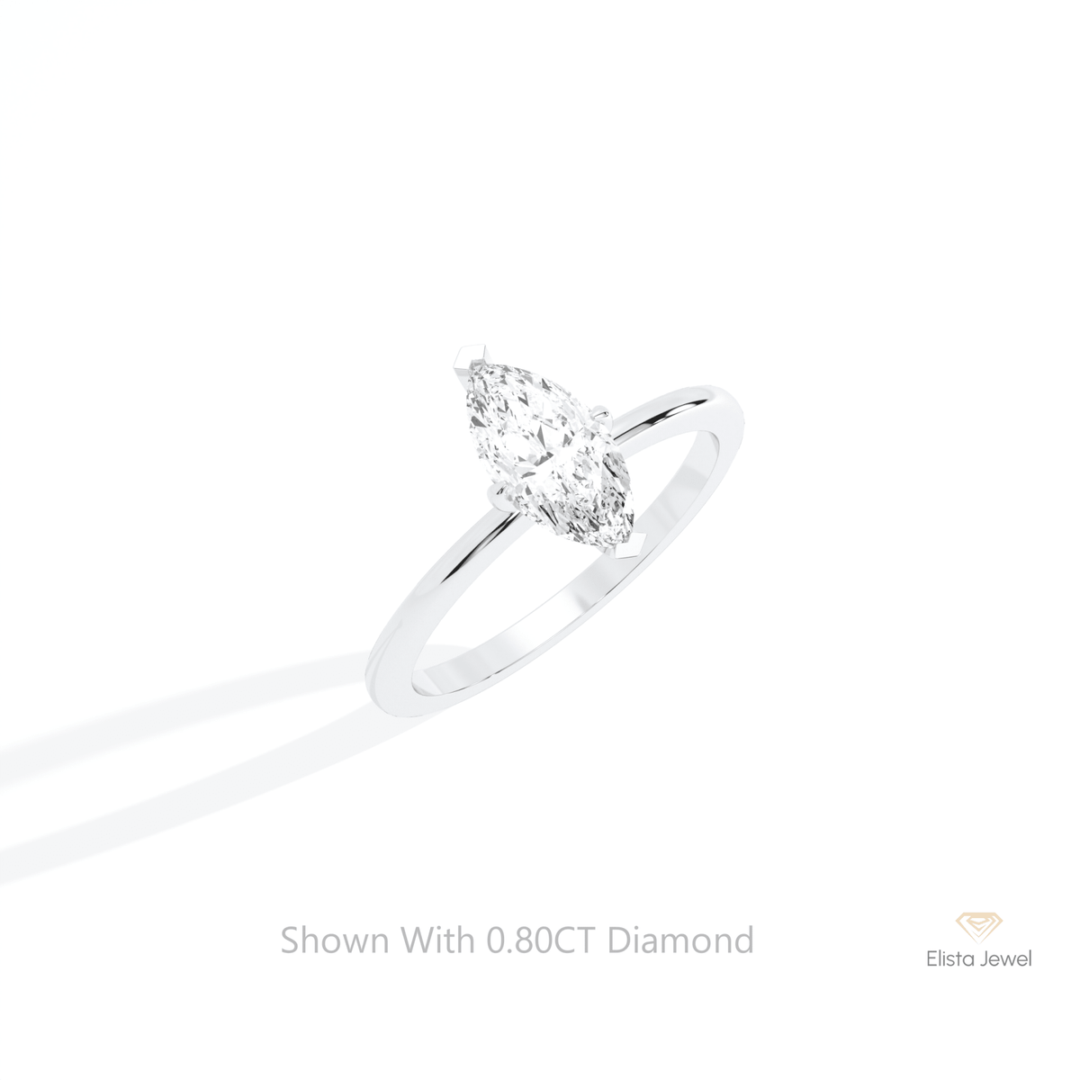 Marquise Cut Solitaire Wedding Lab Grown Diamond Ring in 10K Yellow Gold - Side View