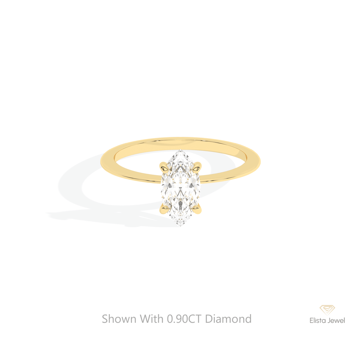 Marquise Cut Solitaire Wedding Lab Grown Diamond Ring in 10K White Gold - Front View