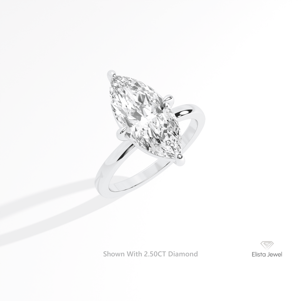 Marquise Cut Solitaire Wedding Lab Grown Diamond Ring in 14K Rose Gold - Profile View