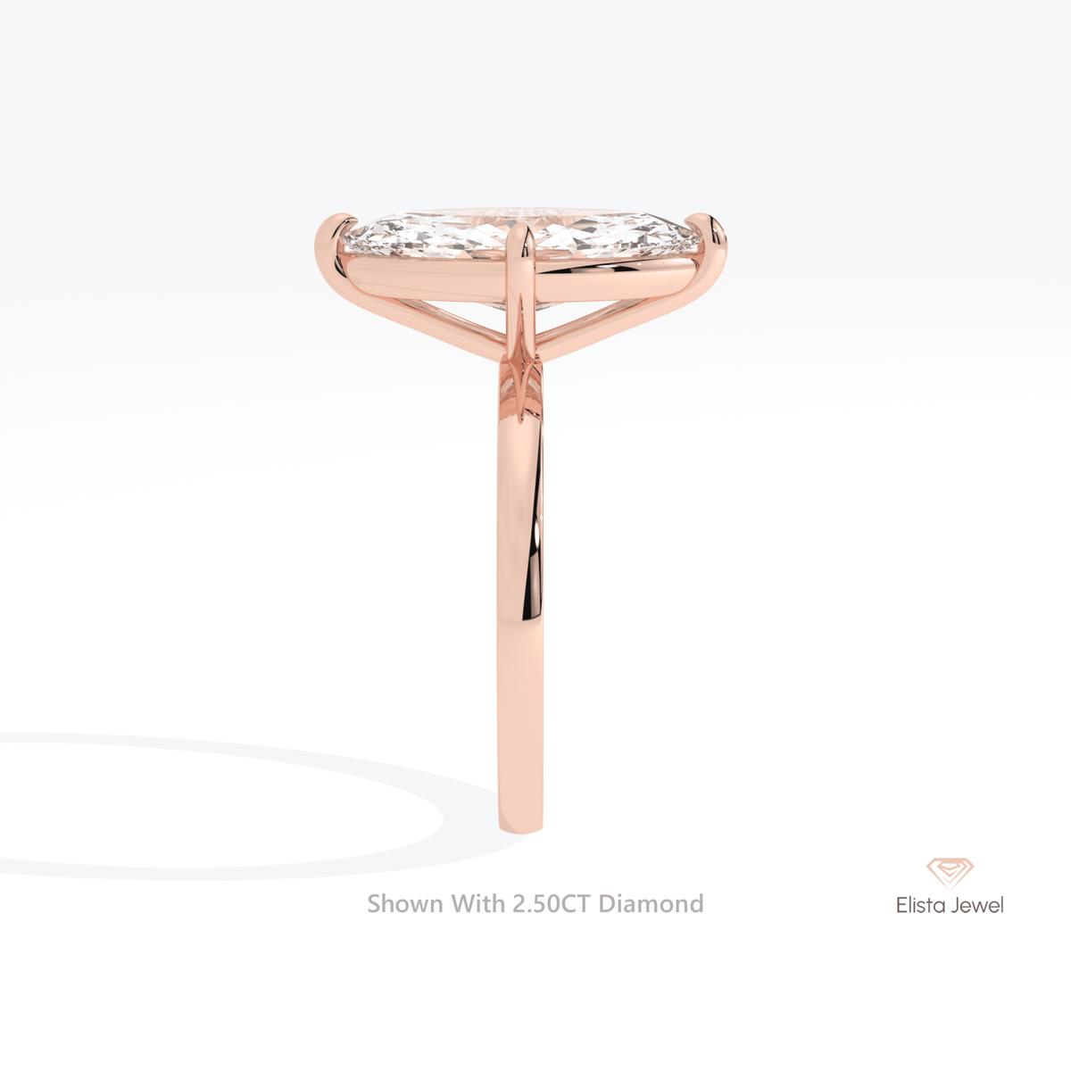 Marquise Cut Solitaire Wedding Lab Grown Diamond Ring in 14K White Gold - Top View