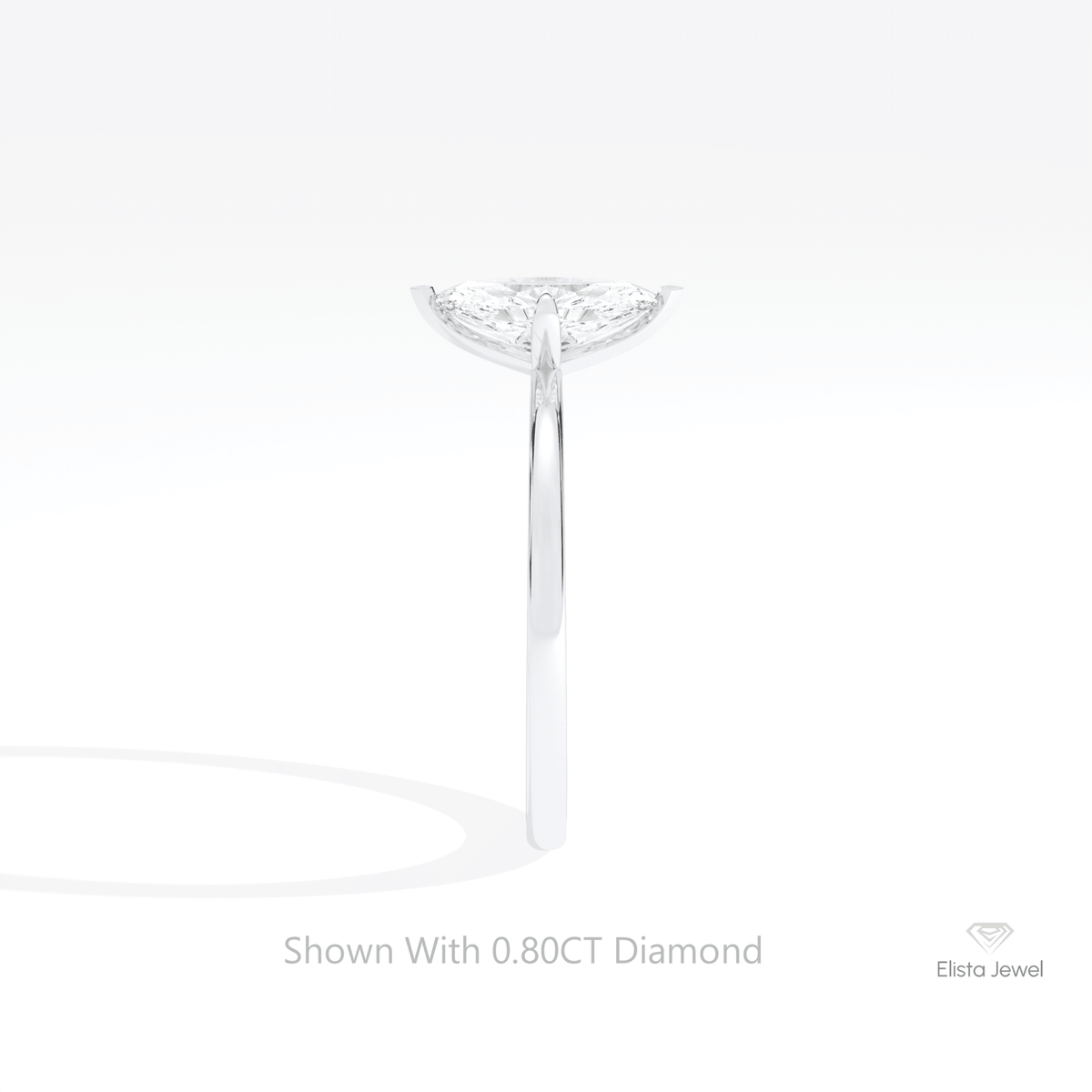 Marquise Cut Solitaire Wedding Lab Grown Diamond Ring in 14K White Gold - Top View