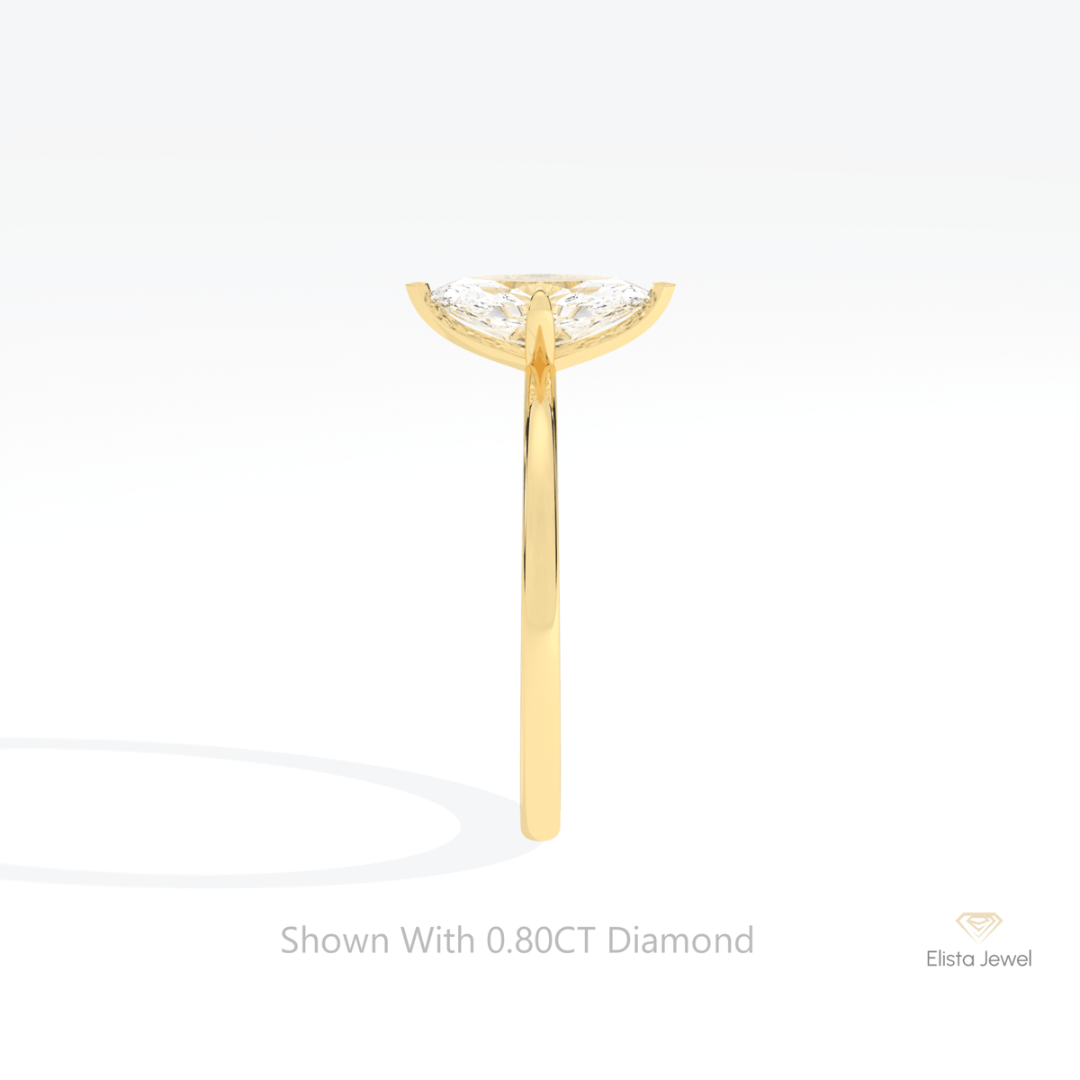 Marquise Cut Solitaire Wedding Lab Grown Diamond Ring in 18K Yellow Gold - Perspective View