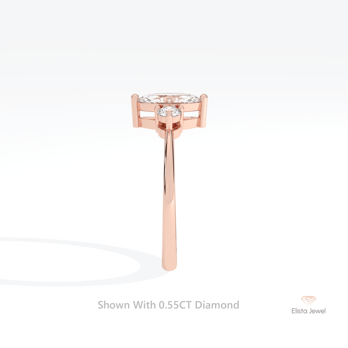 Marquise Cut Three Stone Wedding Lab Grown Diamond Ring - Additional View